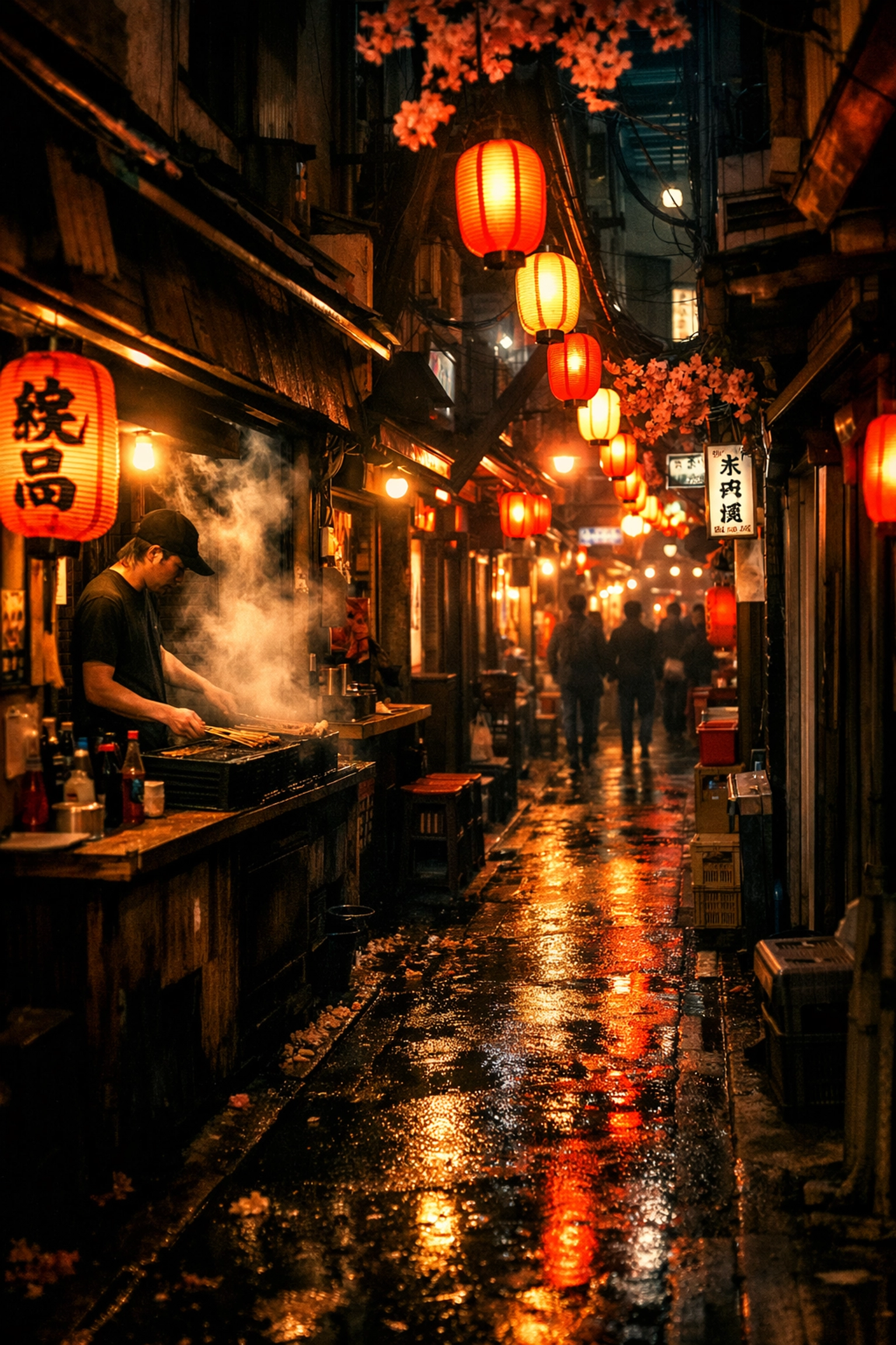 The atmospheric lantern-lit alley of Shinjuku Yokocho at night, one of Tokyo's best photography spots.