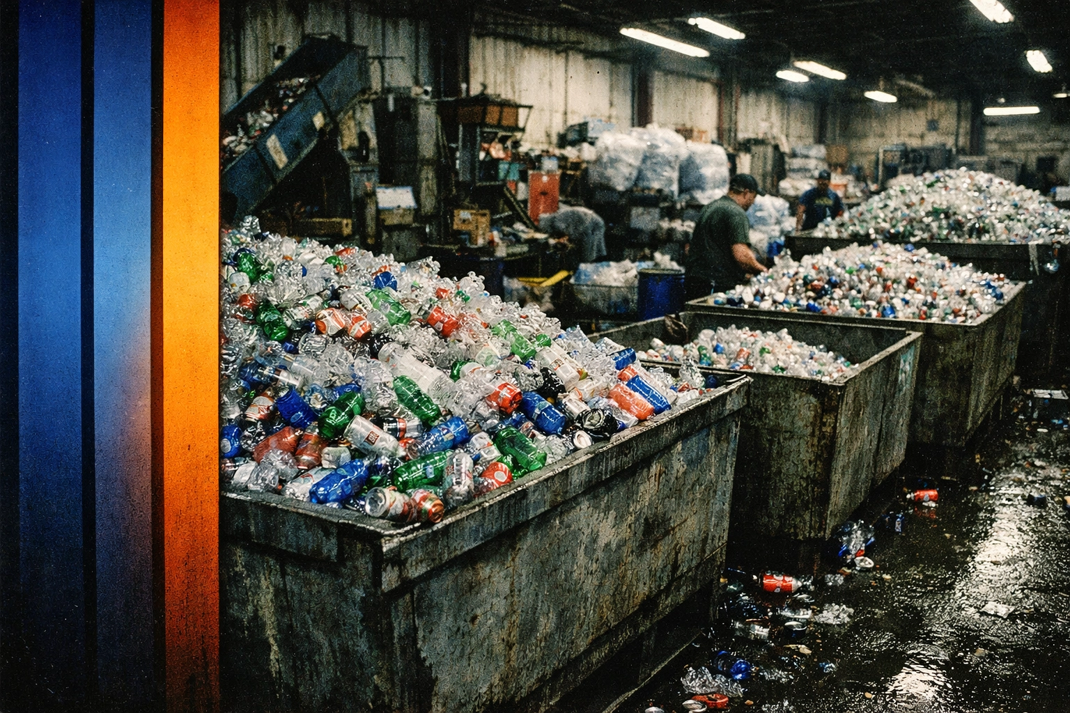 CT redemption center floor with bins, highlighting safety risks managed by workers compensation insurance connecticut.