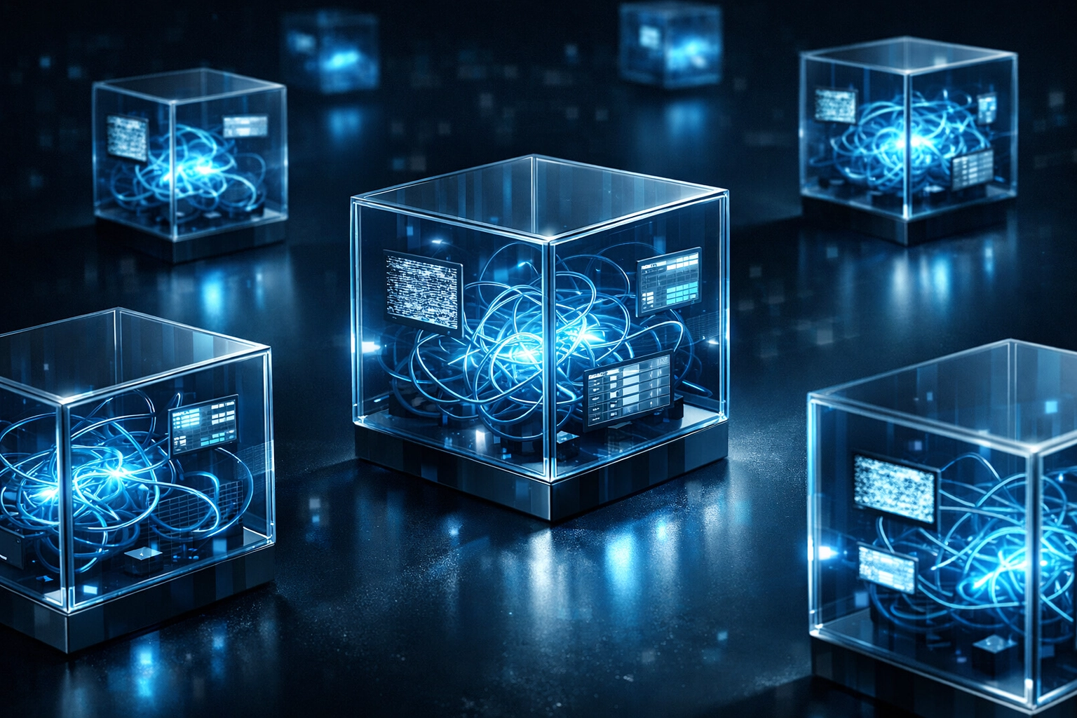 Abstract digital map showing fragmented multi-location service operations and data silos.