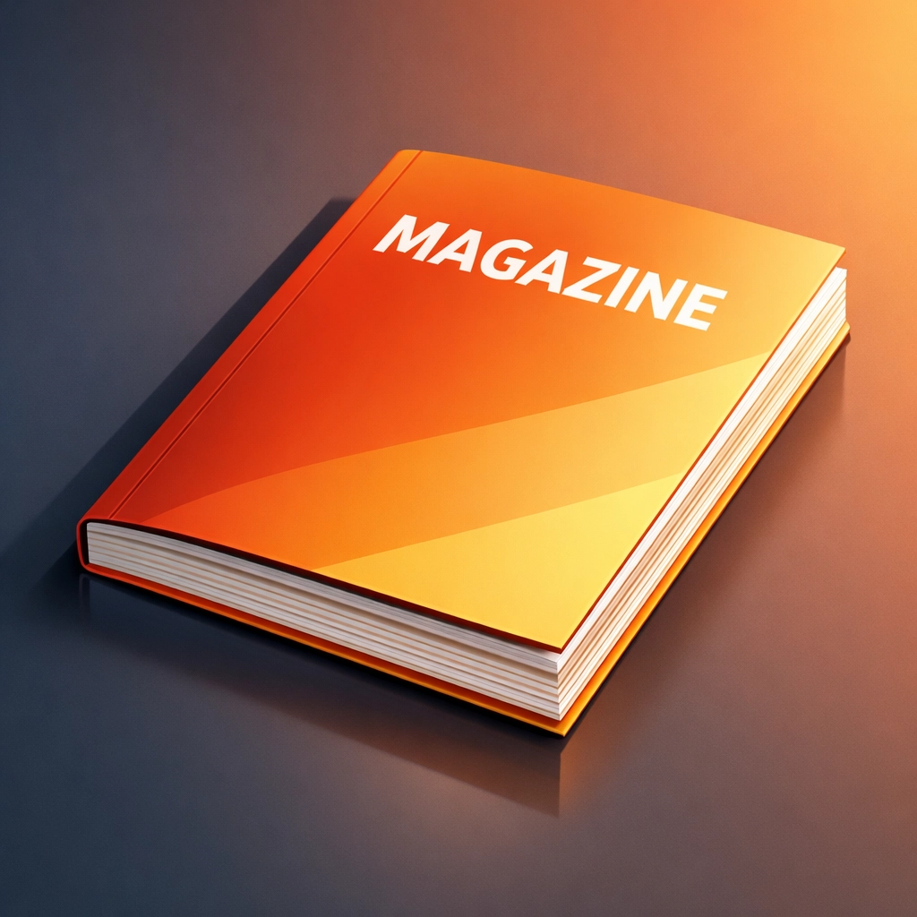 Modern illustration of a high-end magazine representing premium print media and niche publishing.