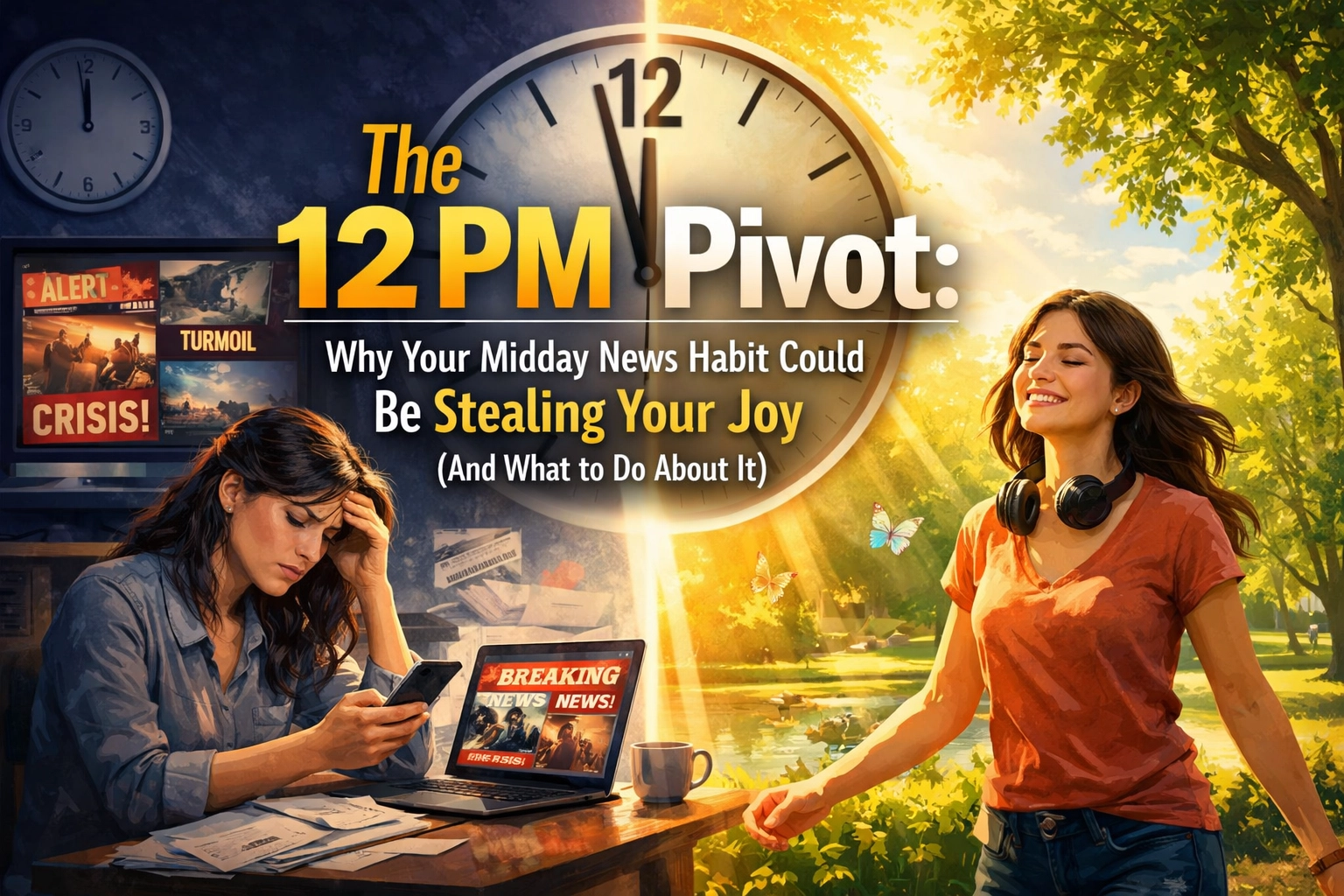 [HERO] The 12 PM Pivot: Why Your Midday News Habit Could Be Stealing Your Joy (And What to Do About It)