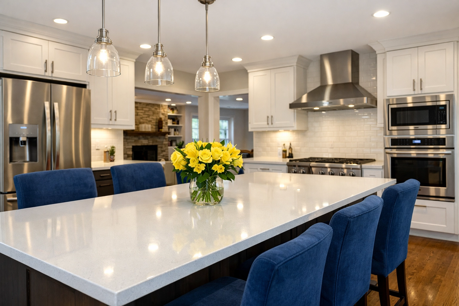 Clean open-concept kitchen and dining area showcasing professional deep cleaning Marlborough results.