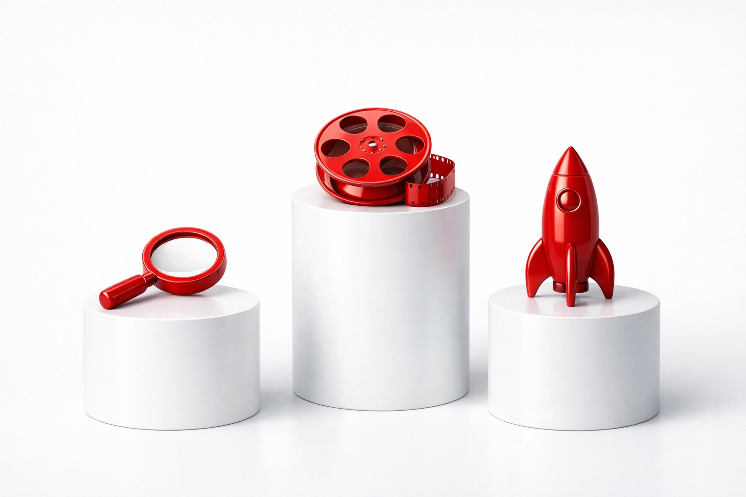 Red icons on pedestals representing the specialized expertise of a digital marketing agency in Tampa.