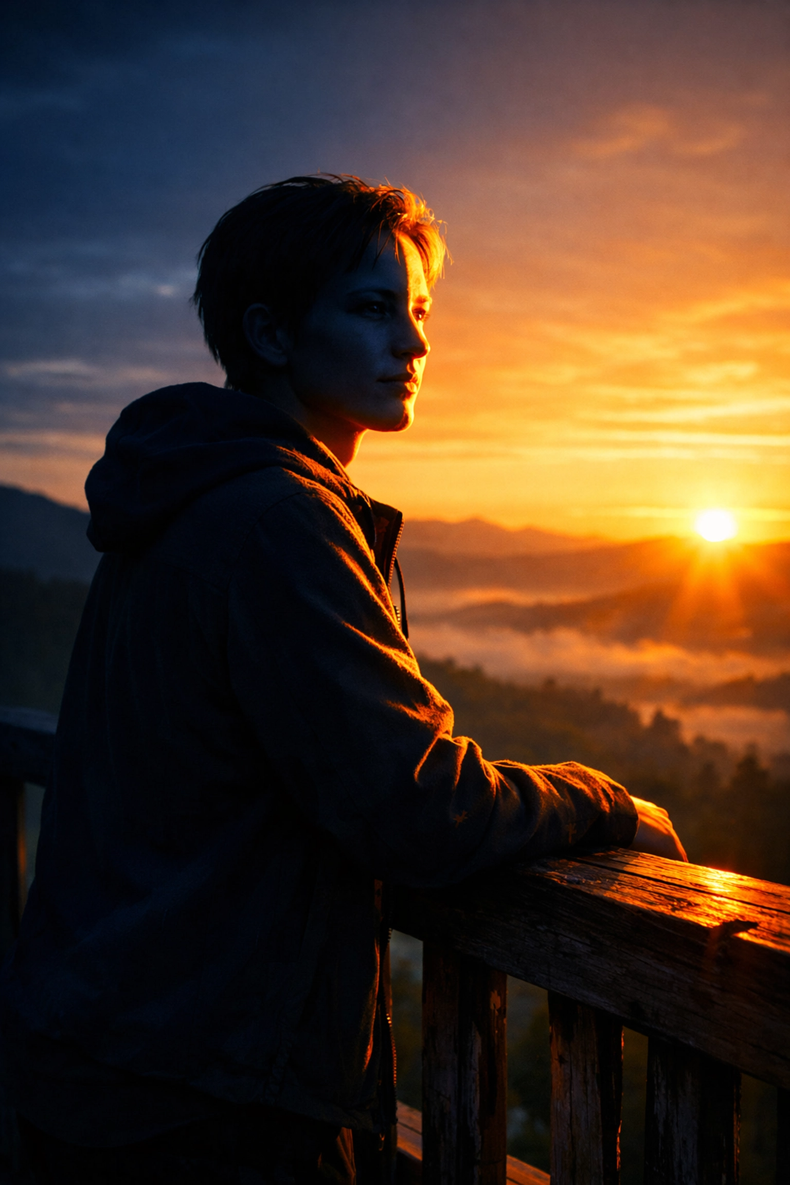 Person at dawn showing the effect of morning sunlight on melatonin and cortisol for mental clarity.