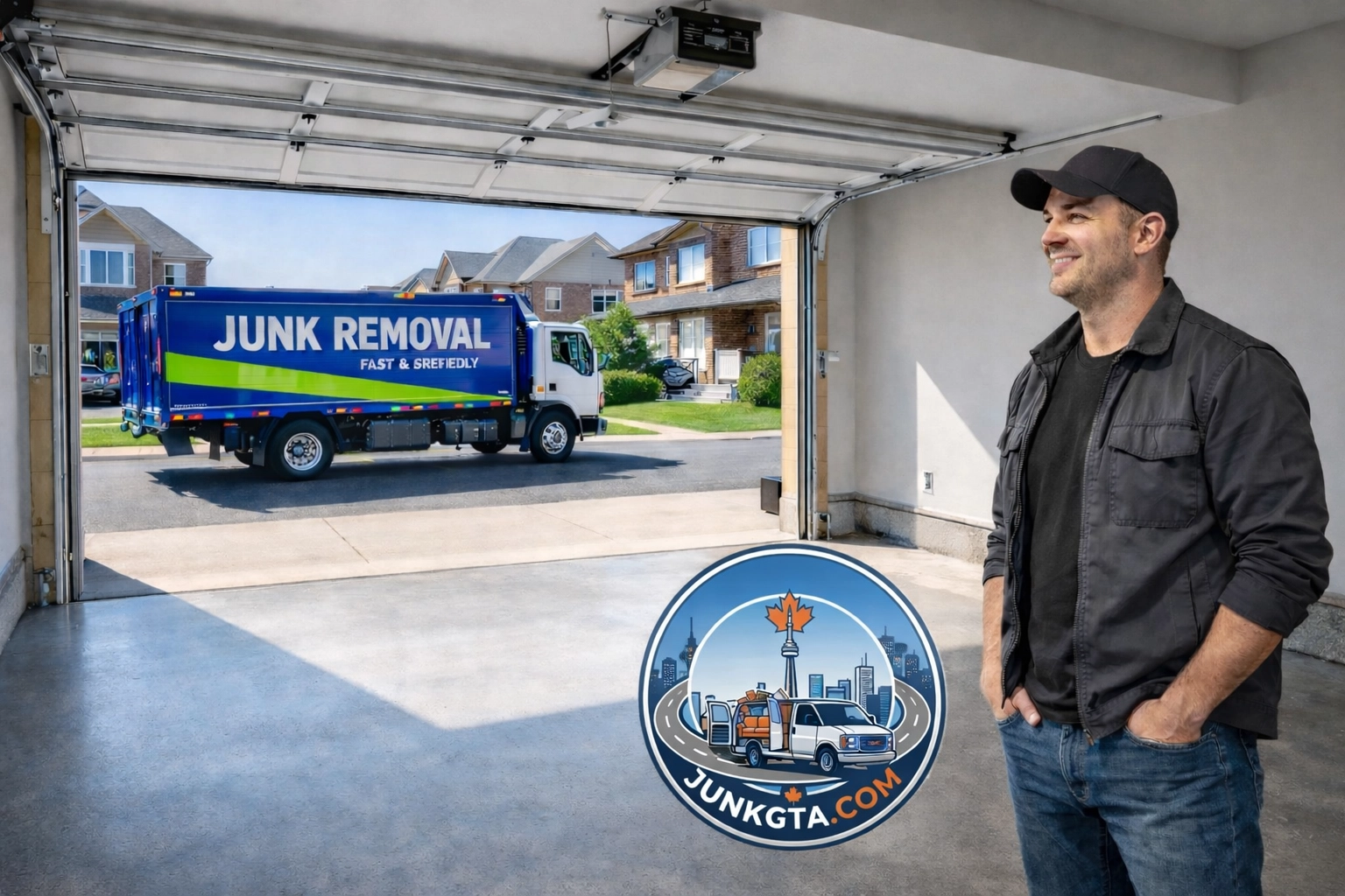 A clean and empty Bradford garage after professional junk removal and furniture pickup services.