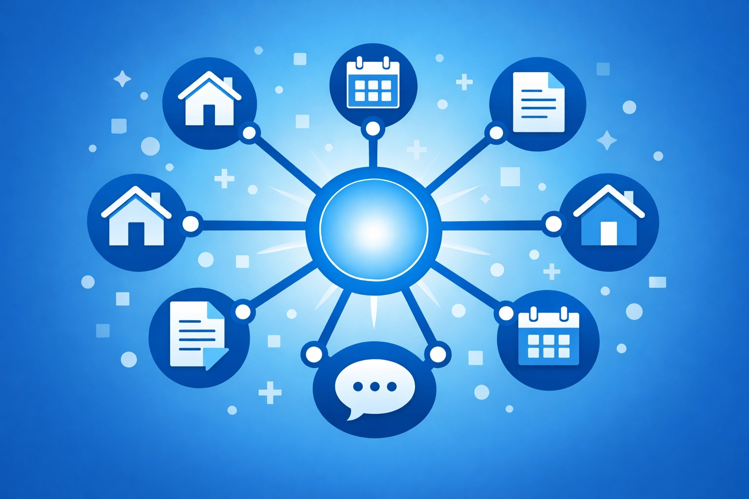 Central hub connecting community nodes for local digital marketing authority