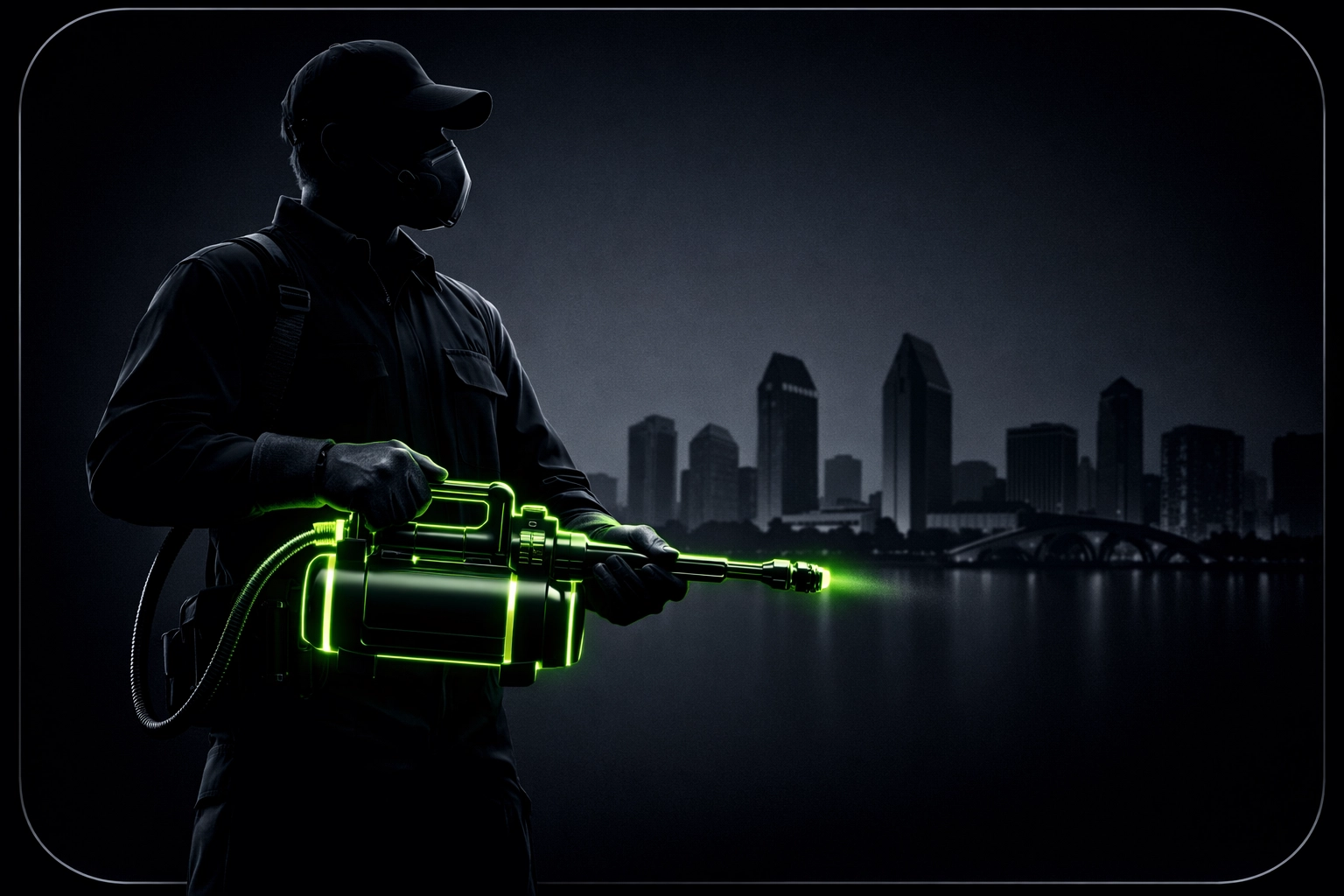 Professional San Diego pest control technician silhouette highlighting premium local lead generation services.