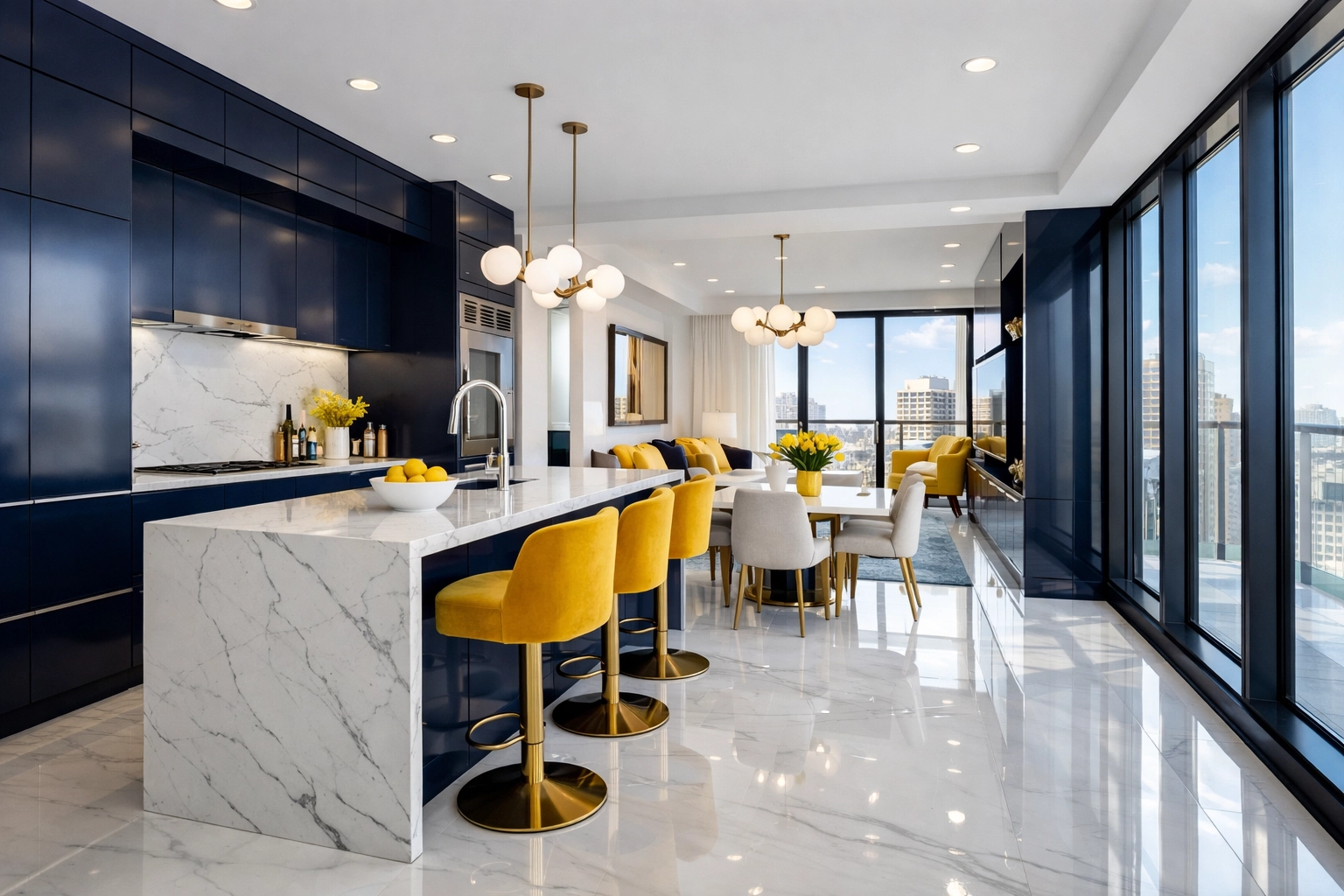 Clean urban apartment with organized spaces representing the productivity ROI of regular house cleaning.