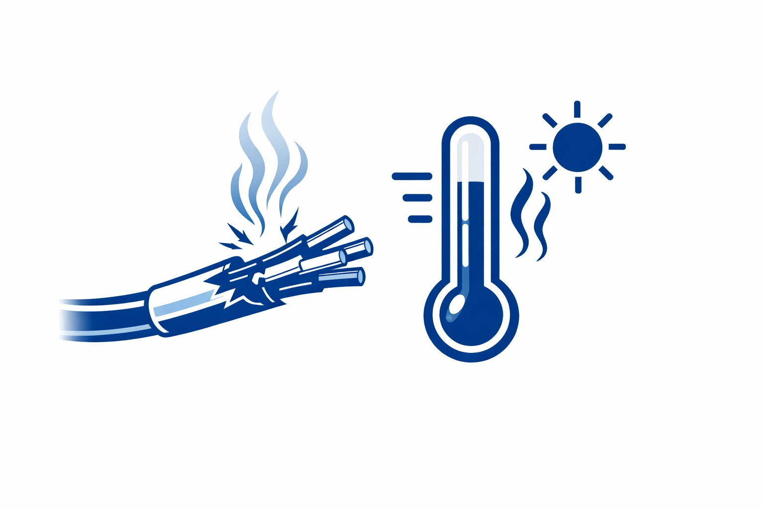 Illustration: Beschädigte Steigleitung – brüchige Isolierung & Hitze als Warnsignal (Elektro-Zentrum CI)