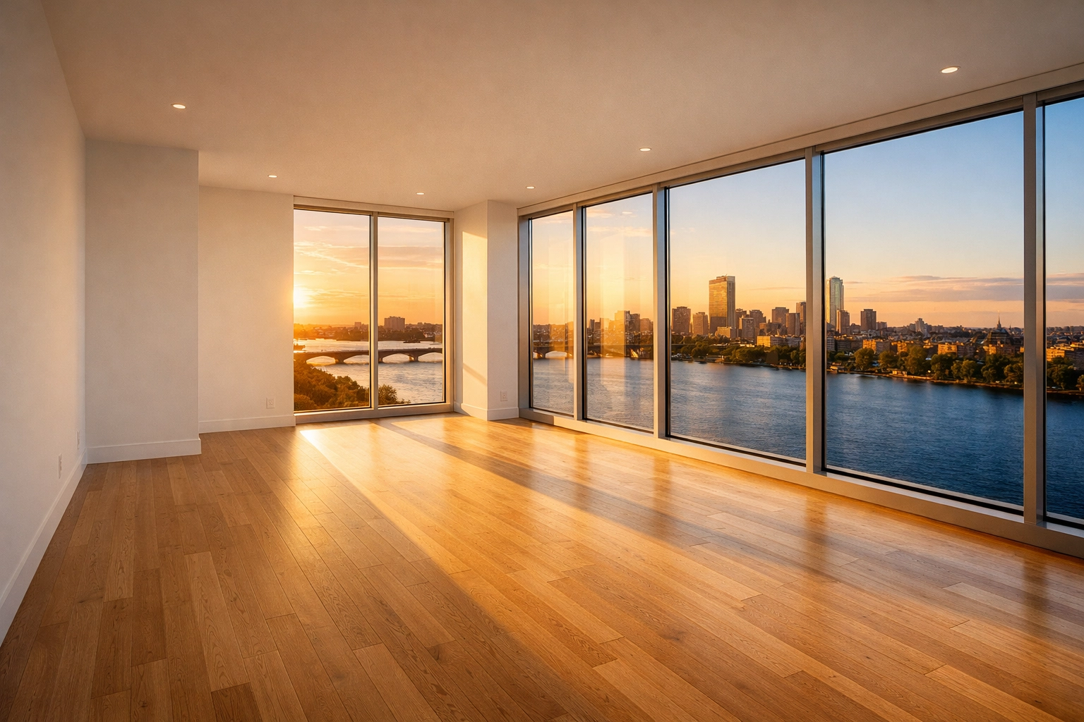 Empty East Cambridge apartment ready for new tenants after professional move-out cleaning in Cambridge.