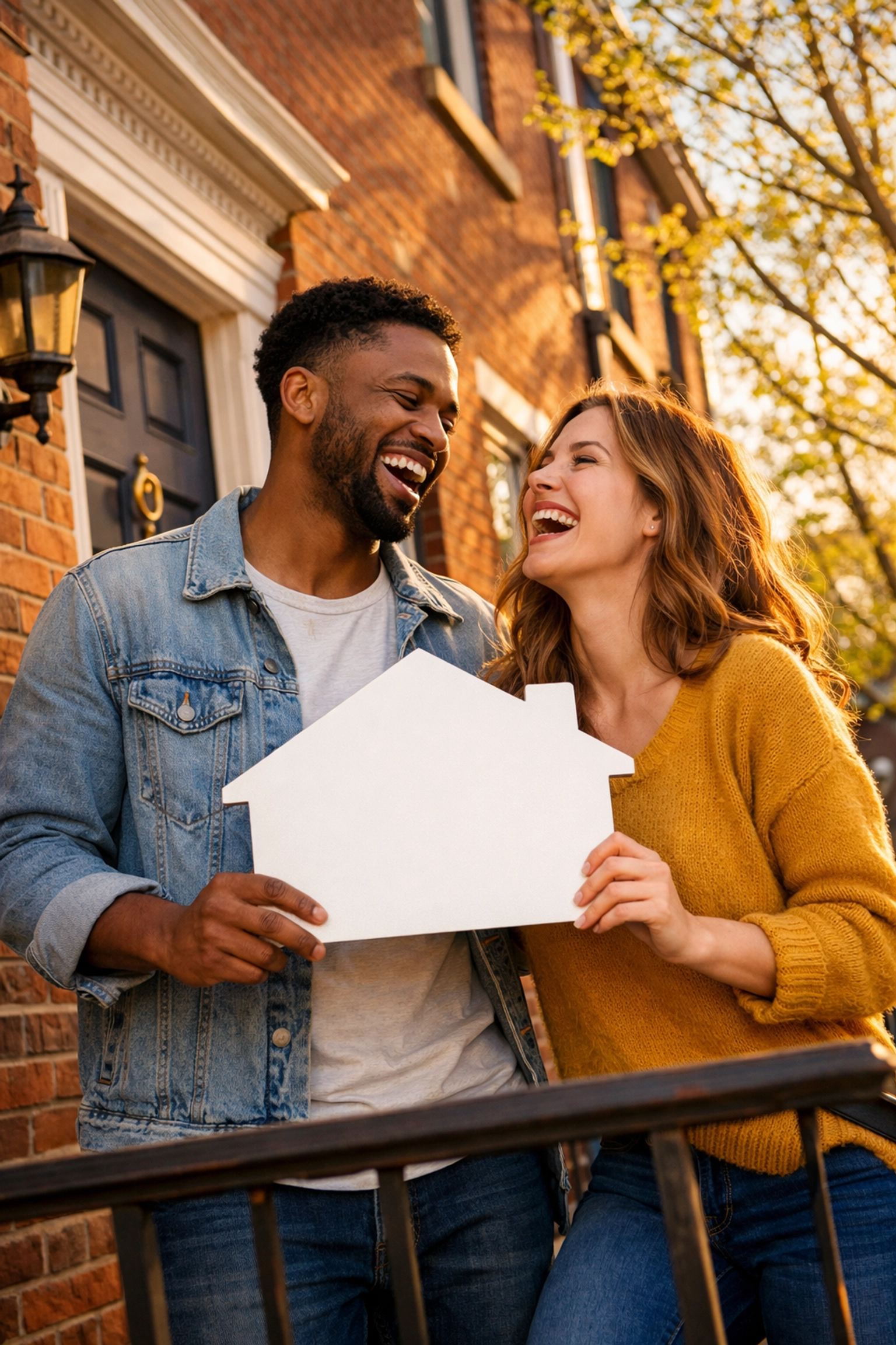 Happy couple on a Philly rowhome porch celebrating a successful home sale in the 2026 spring real estate market. Happy couple on a Philly rowhome porch celebrating a successful home sale in the 2026 spring real estate market.