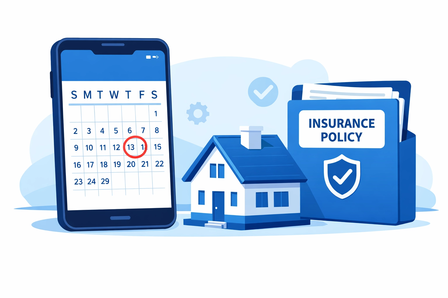 Calendar and house model showing proactive vacant property insurance planning timeline