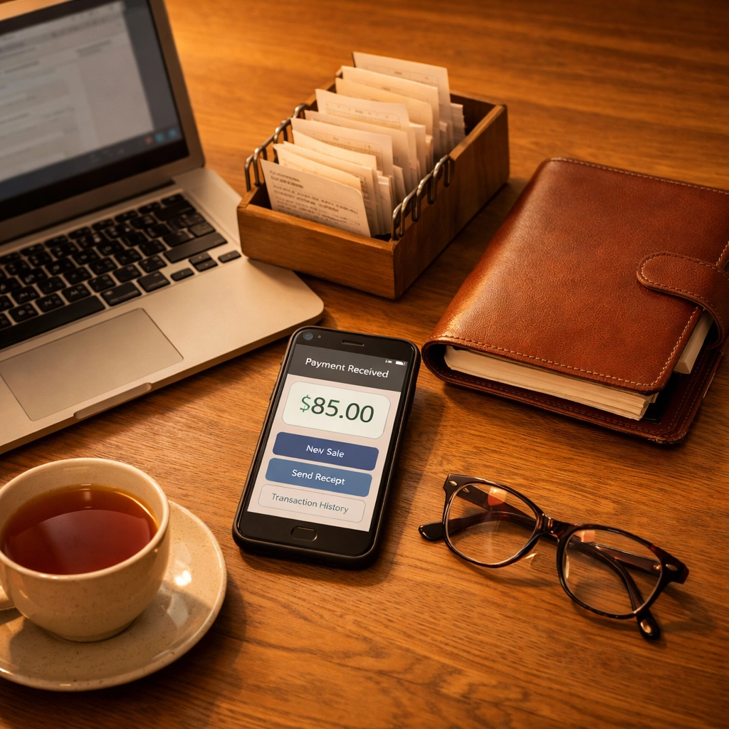 Business owner tracking income and receipts for accurate tax reporting and bookkeeping