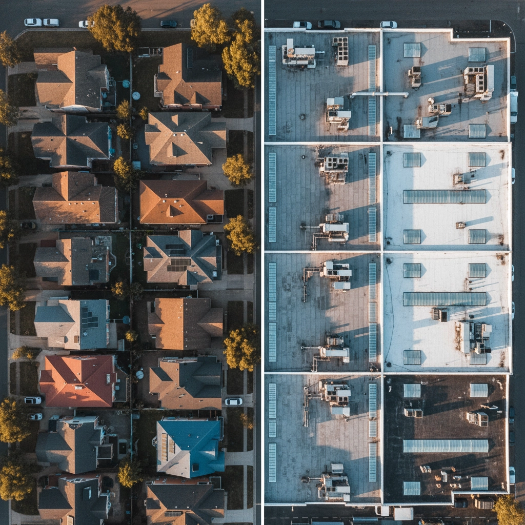 The difference between residential roofing and commercial roofing
