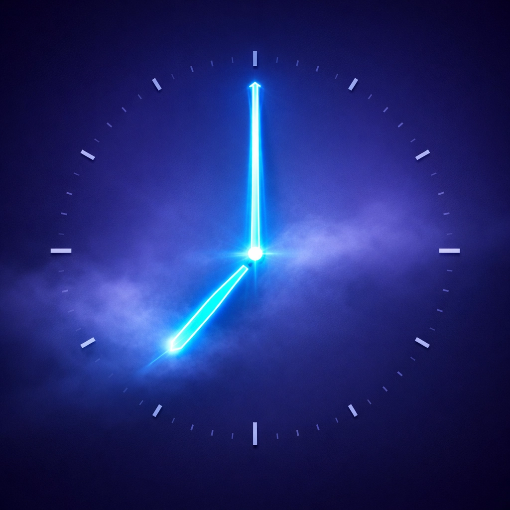 A modern clock with glowing blue hands illustrating the importance of early workplace disclosure.