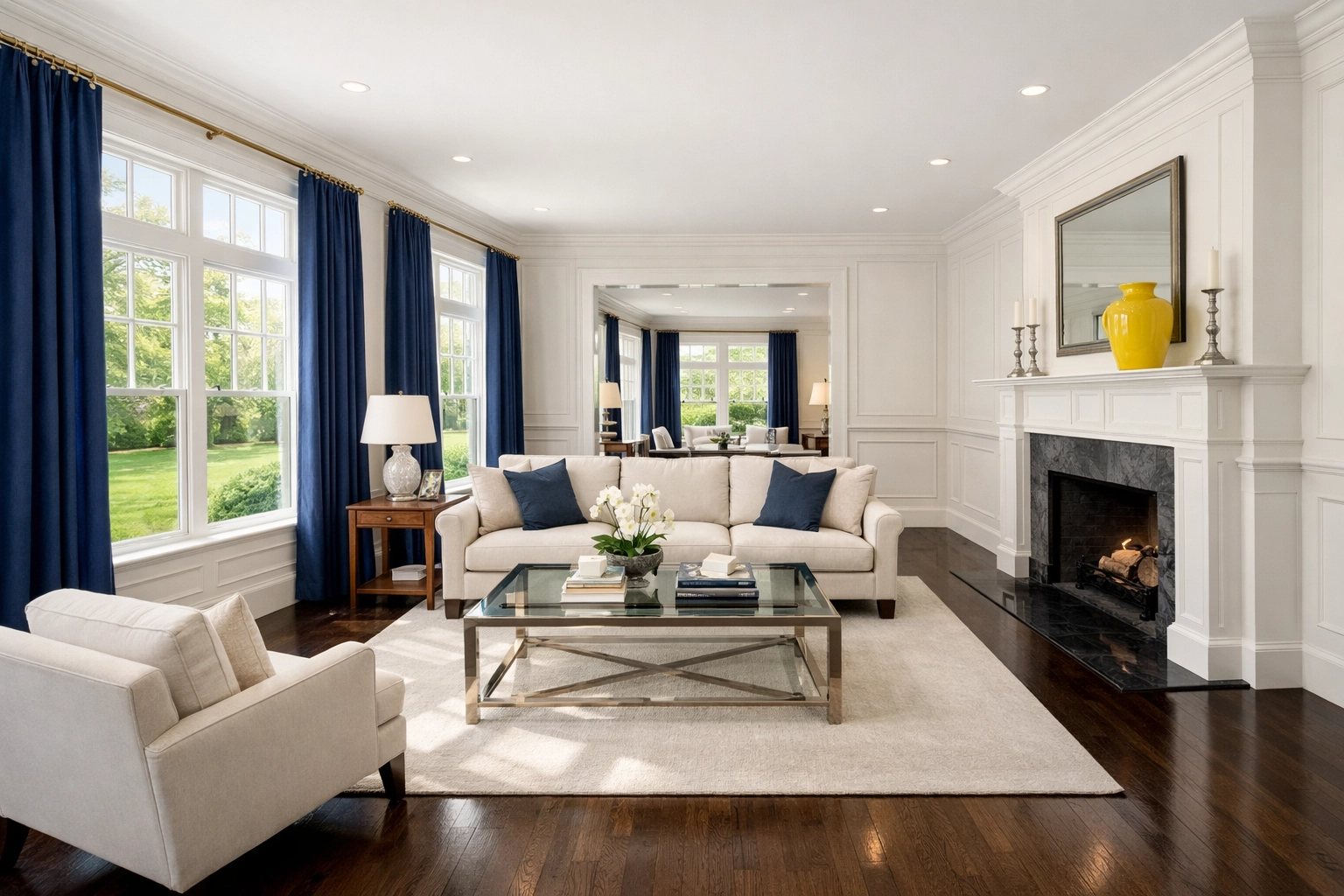 Immaculate living room representing professional move-in/move-out cleaning services in Massachusetts.