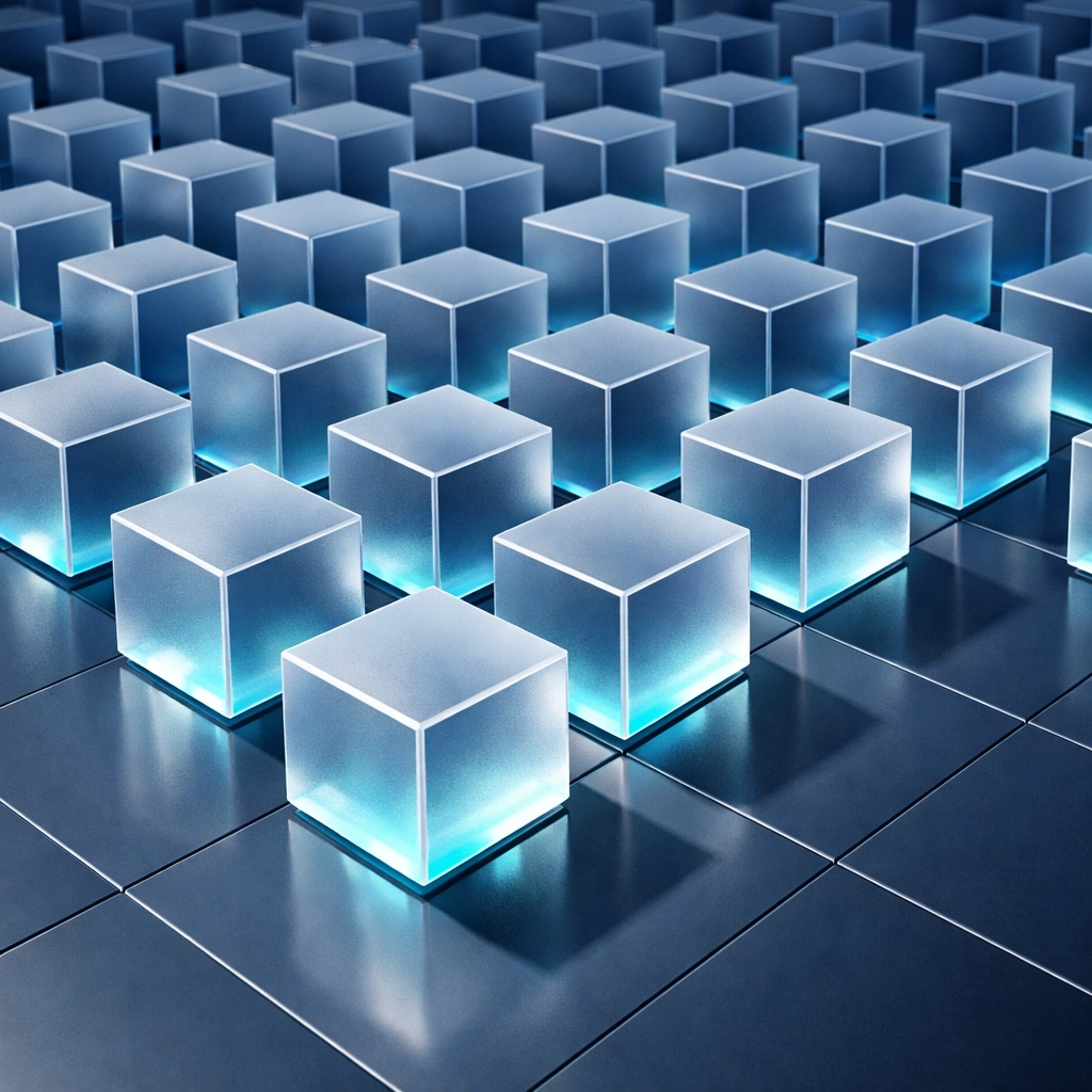 Structured digital data blocks illustrating seamless hotel CRM and PMS integration for error-free bookings.