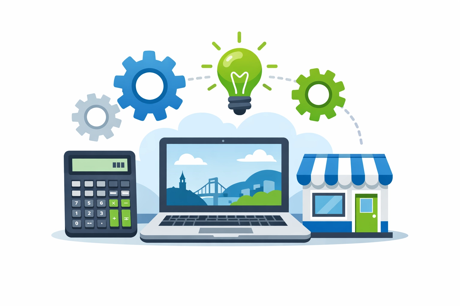 Small business workspace illustration for New Haven entrepreneurs managing tax deductions and planning.