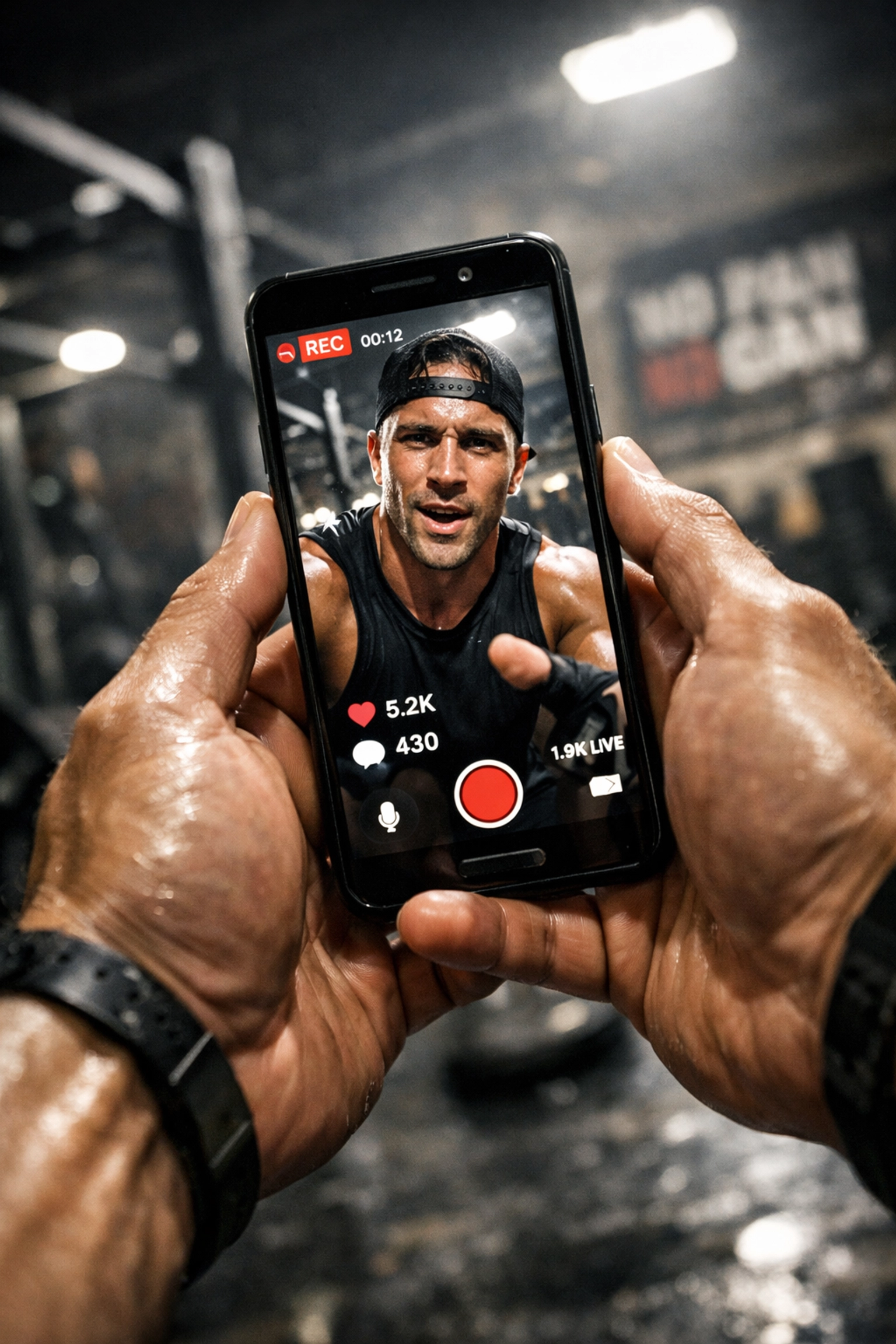 Athlete creating social media content on smartphone to build authentic personal brand