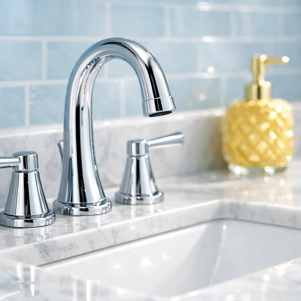Sparkling clean bathroom vanity in a Westford home after professional deep cleaning to remove allergens.
