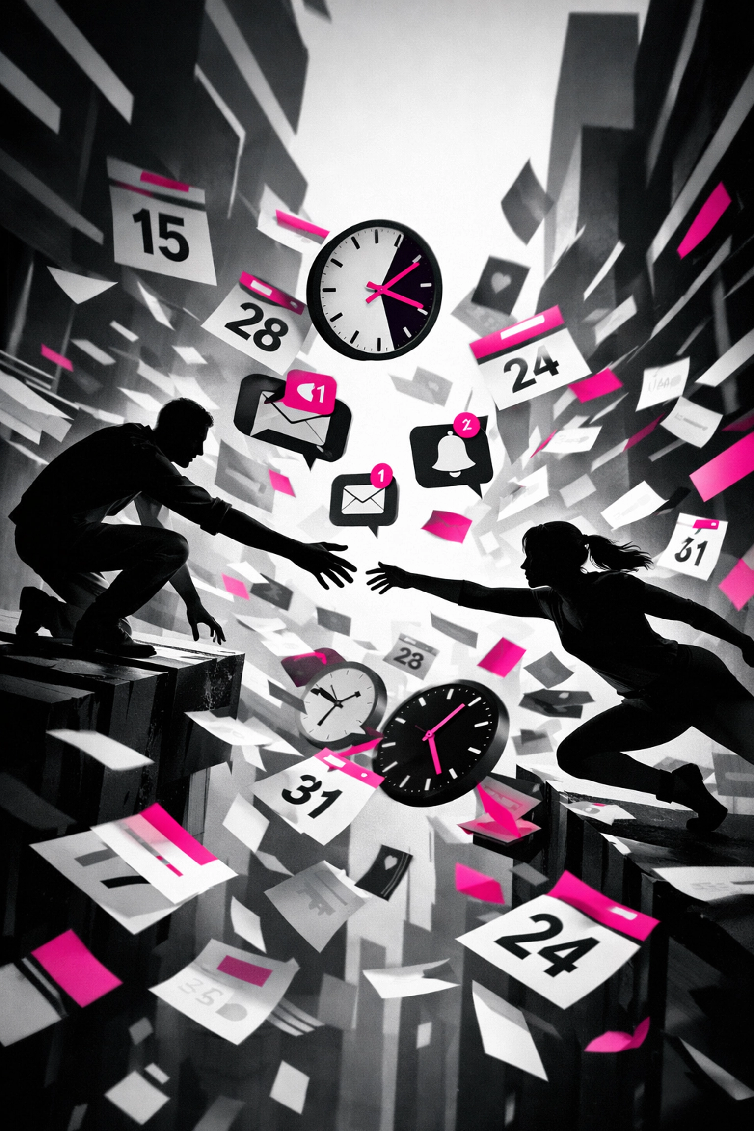 Busy couple reaching for connection amid schedules and distractions