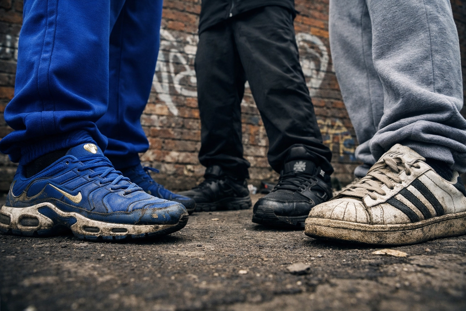 British lads in tracksuits and Nike TN sneakers perfect for male sneaker worship.
