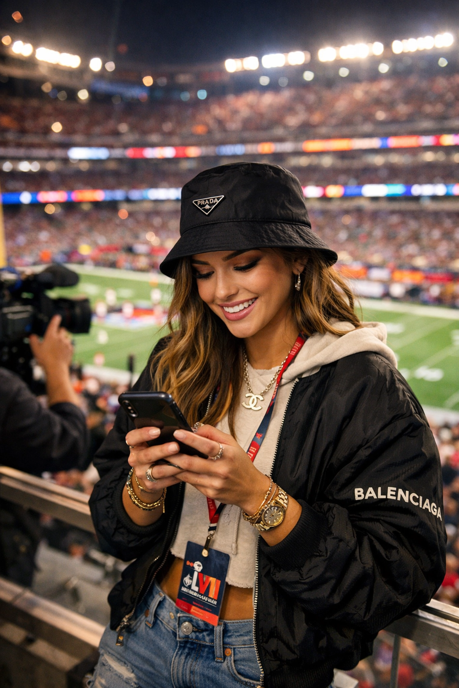 Super Bowl Brand Activation Secrets Revealed: How 7 Fortune 100 Companies Dominated Social Media Without Ads Celebrity influencer creating organic social media content at Super Bowl game day event