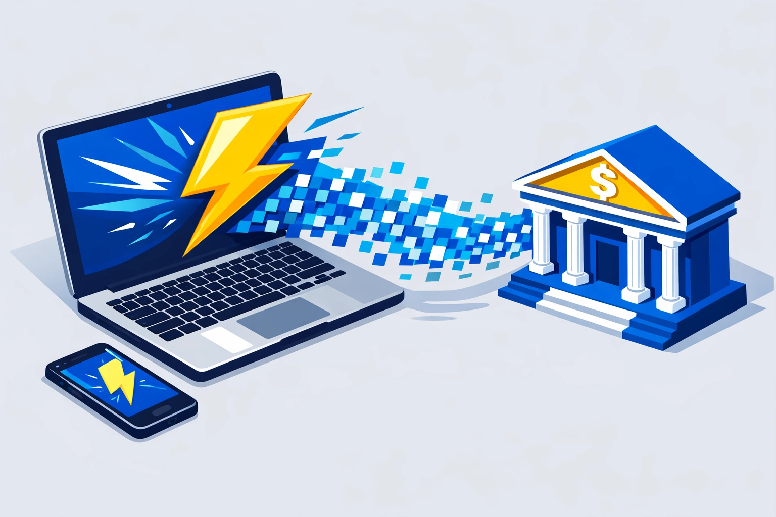 Fast tax refund processing via e-filing and direct deposit shown on a laptop and smartphone.