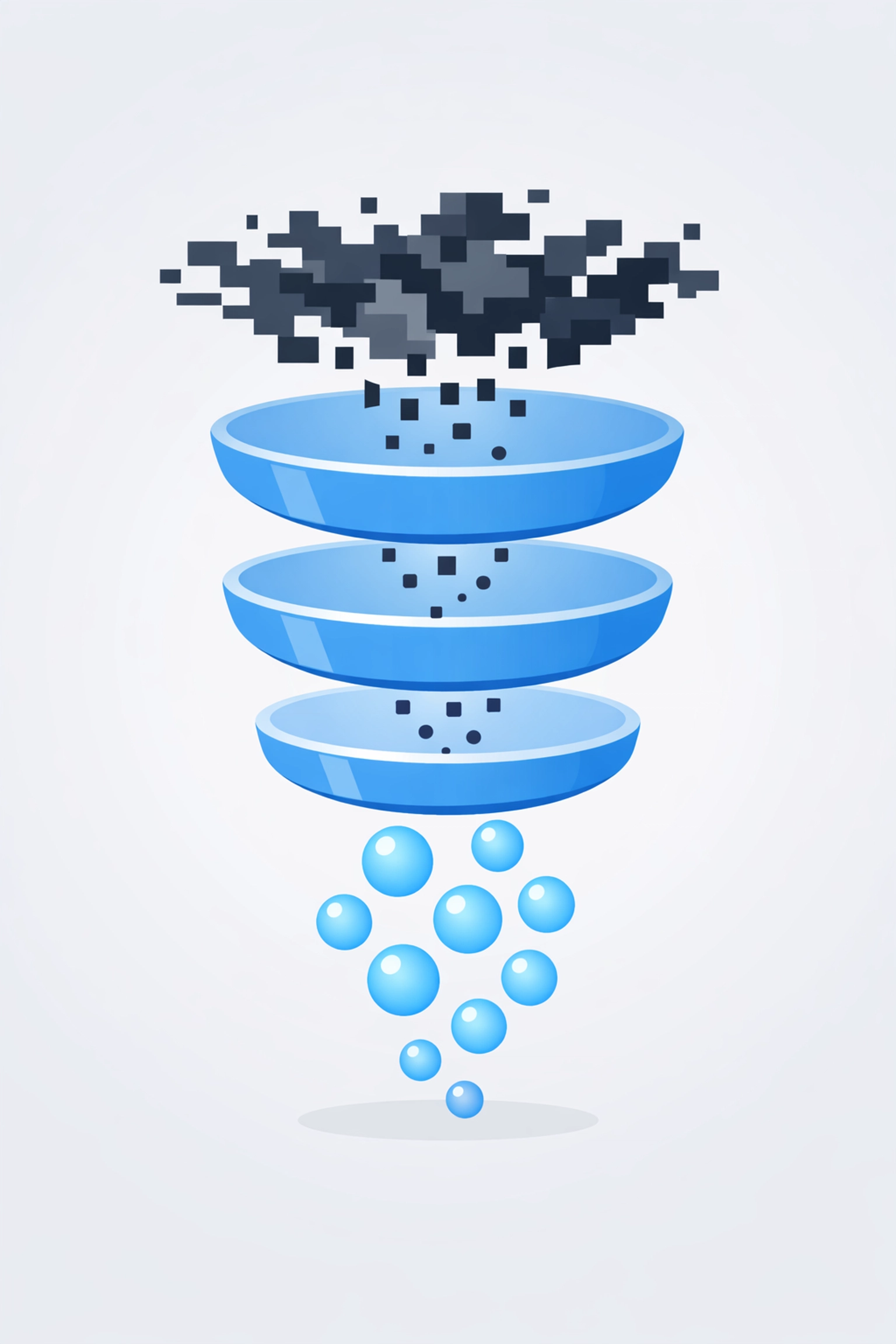 Illustration of a digital filter removing junk inventory to ensure high-quality political ad impressions.