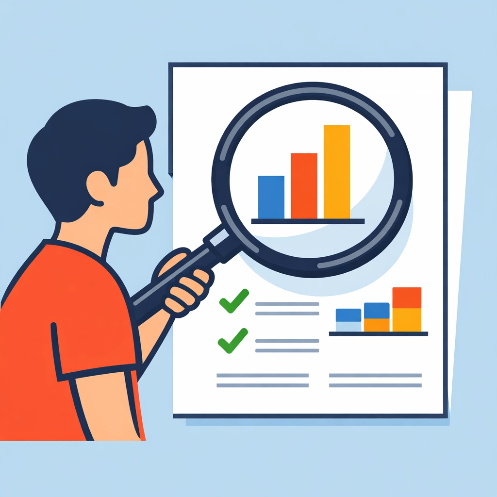 Persona revisando un reporte de crédito con una lupa para detectar errores y colecciones bancarias.