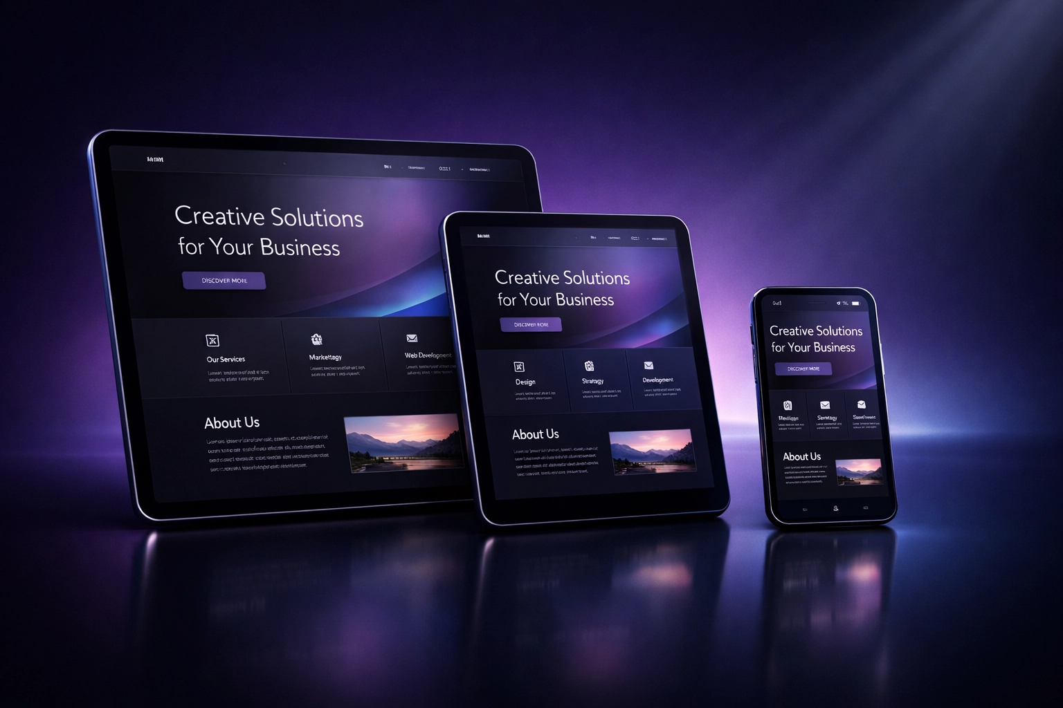 Responsive web design displayed across desktop, tablet, and mobile devices