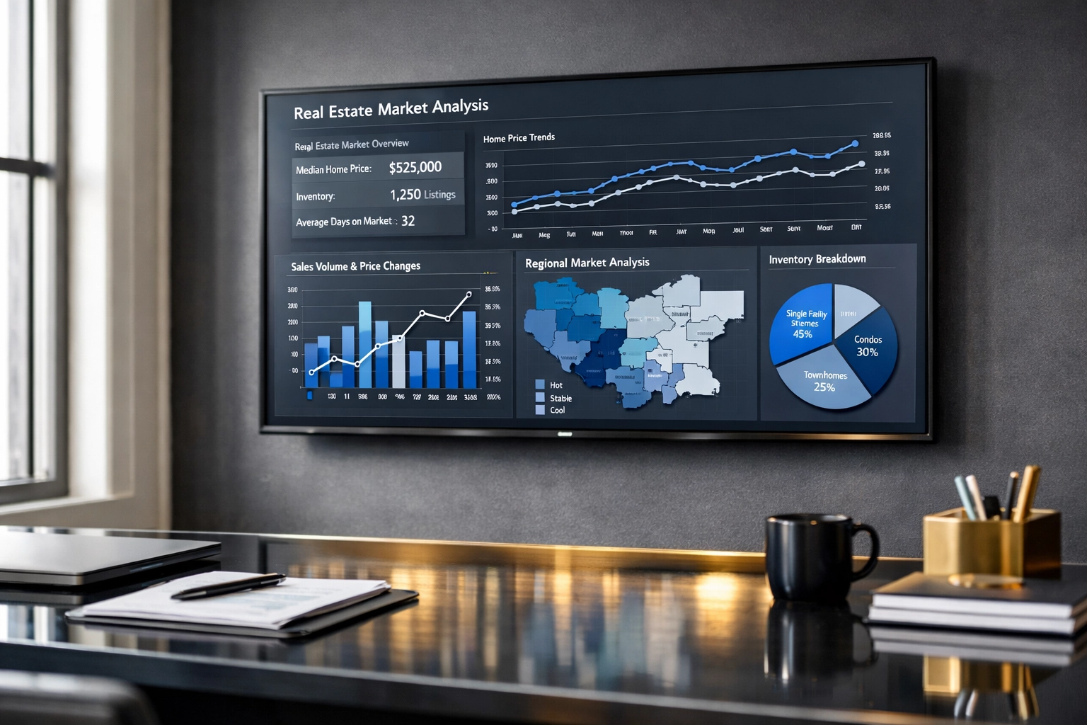 Real estate market analysis dashboard displaying regional Ontario property data