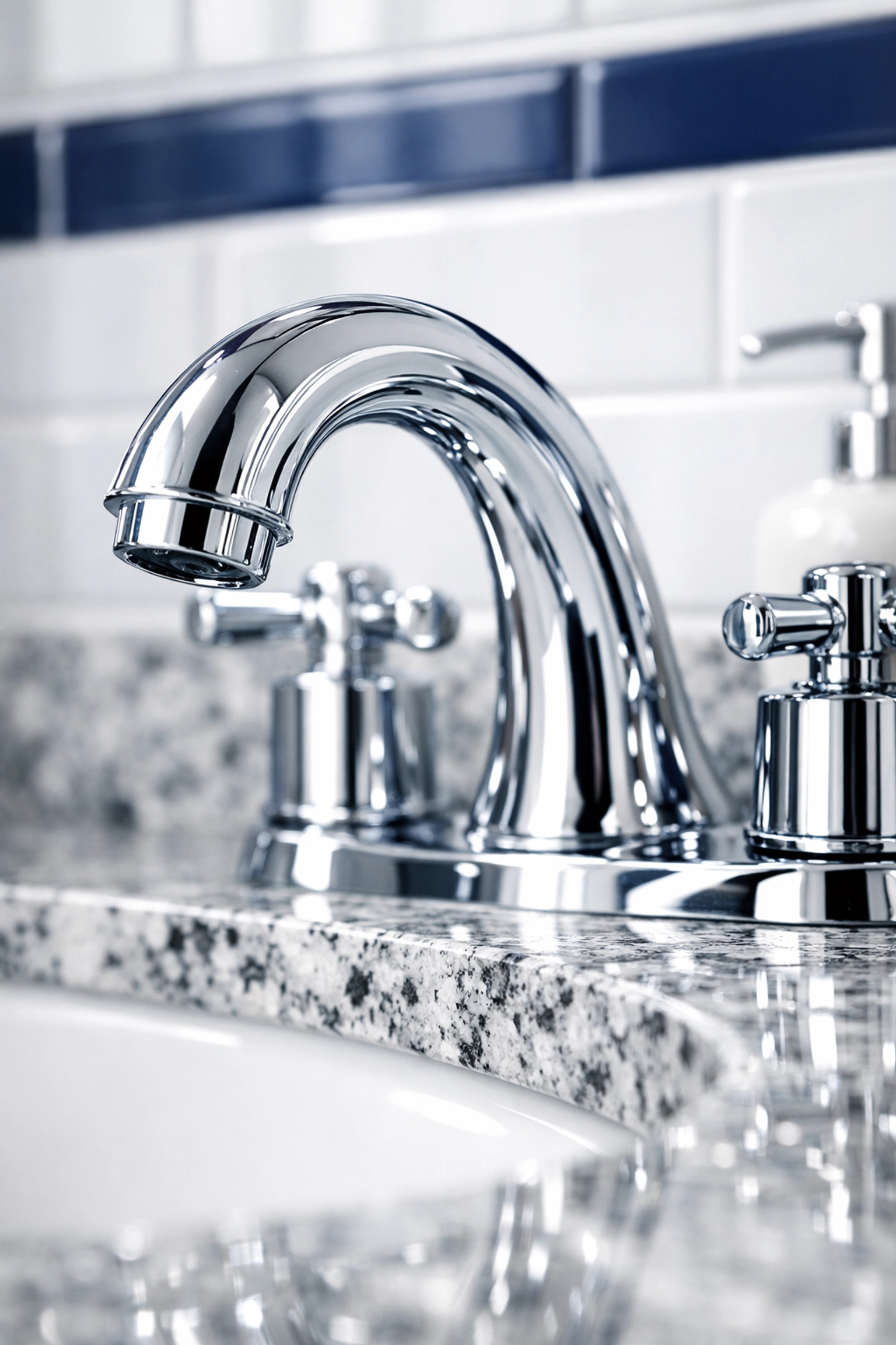 Detailed view of a sanitized bathroom vanity and faucet after a house cleaning Ashby MA service.