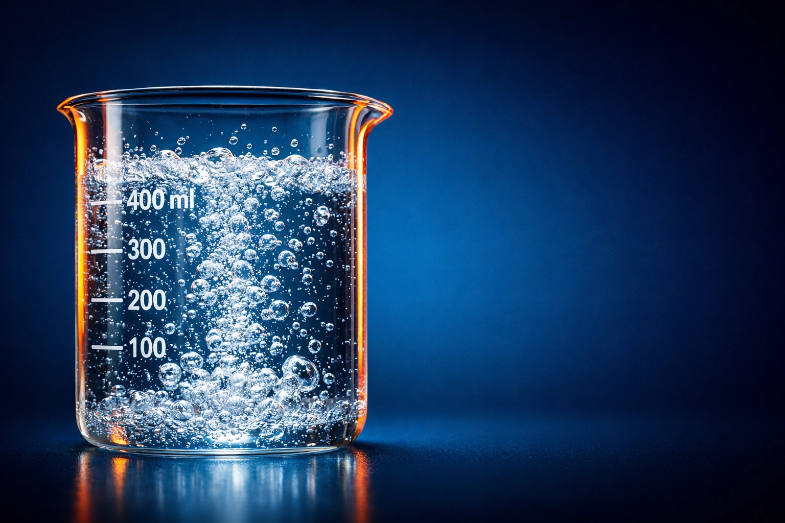 Laboratory beaker with citric acid solution for quality testing and formulation