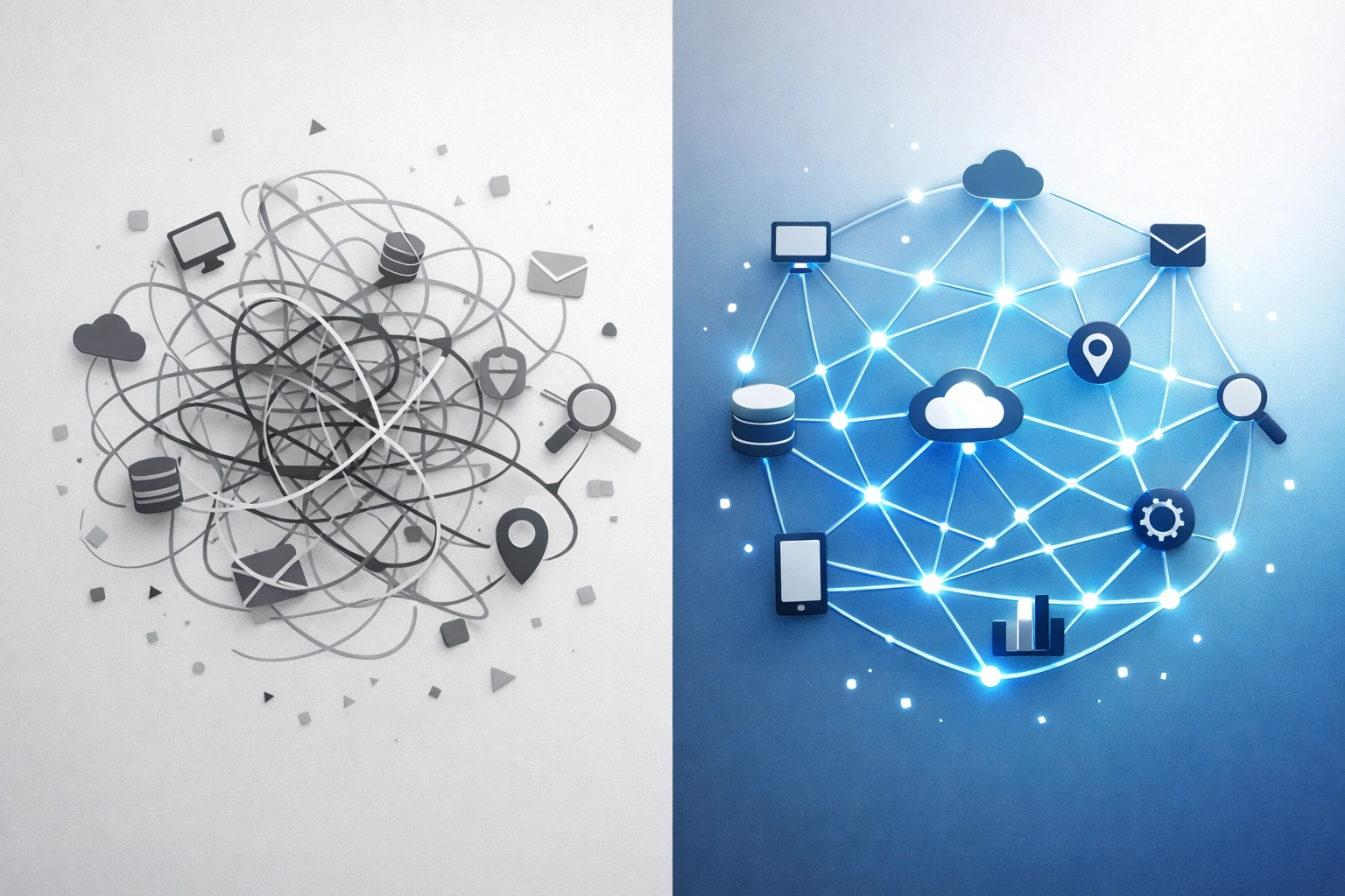Manual workflow chaos transformed into automated system integration with AI