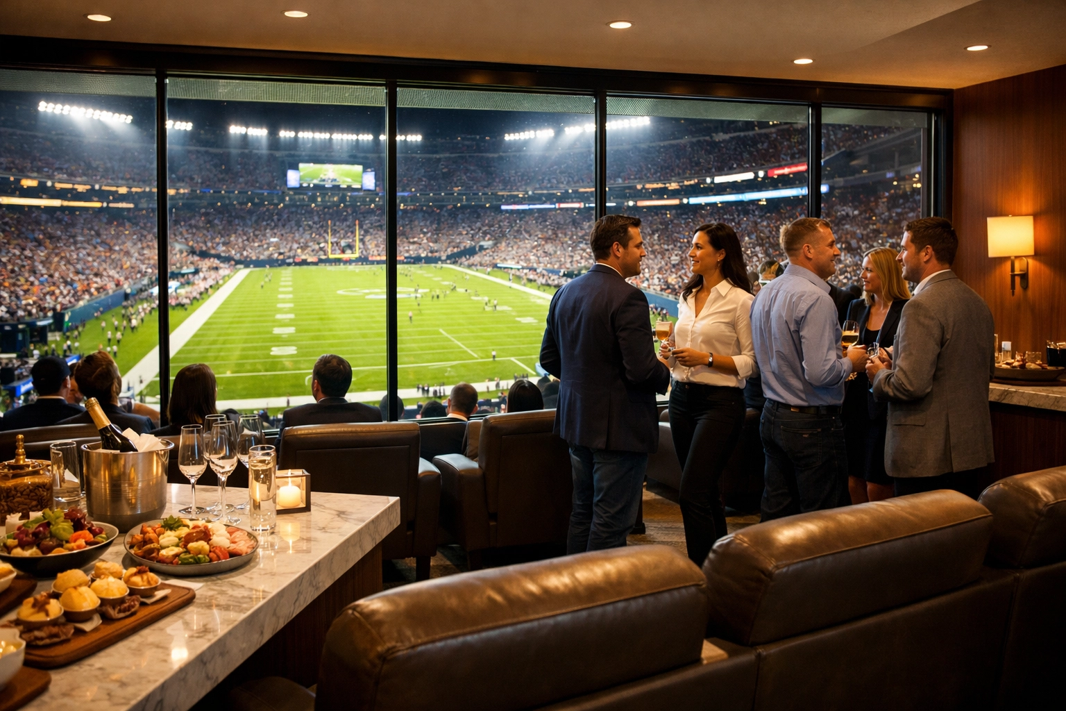 Super Bowl Brand Visibility Secrets Revealed: What Experts Don’t Want You to Know About VIP Engagement Luxurious private stadium suite for corporate hospitality and elite Super Bowl VIP engagement.