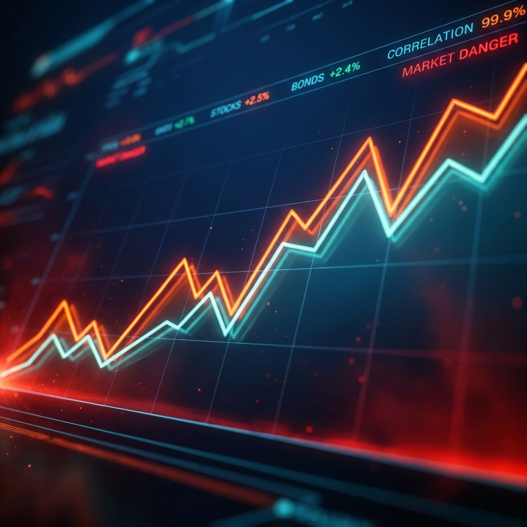 Financial chart illustrating the correlation between stocks and bonds in modern markets for portfolio diversification.