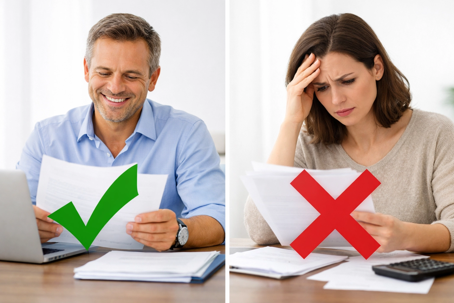 Fix and flip loan approval versus rejection comparison showing lender decision process