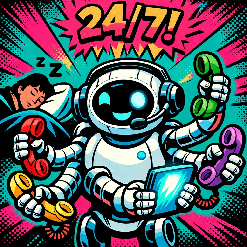 AI support robot answers customer questions overnight to automate customer support with AI