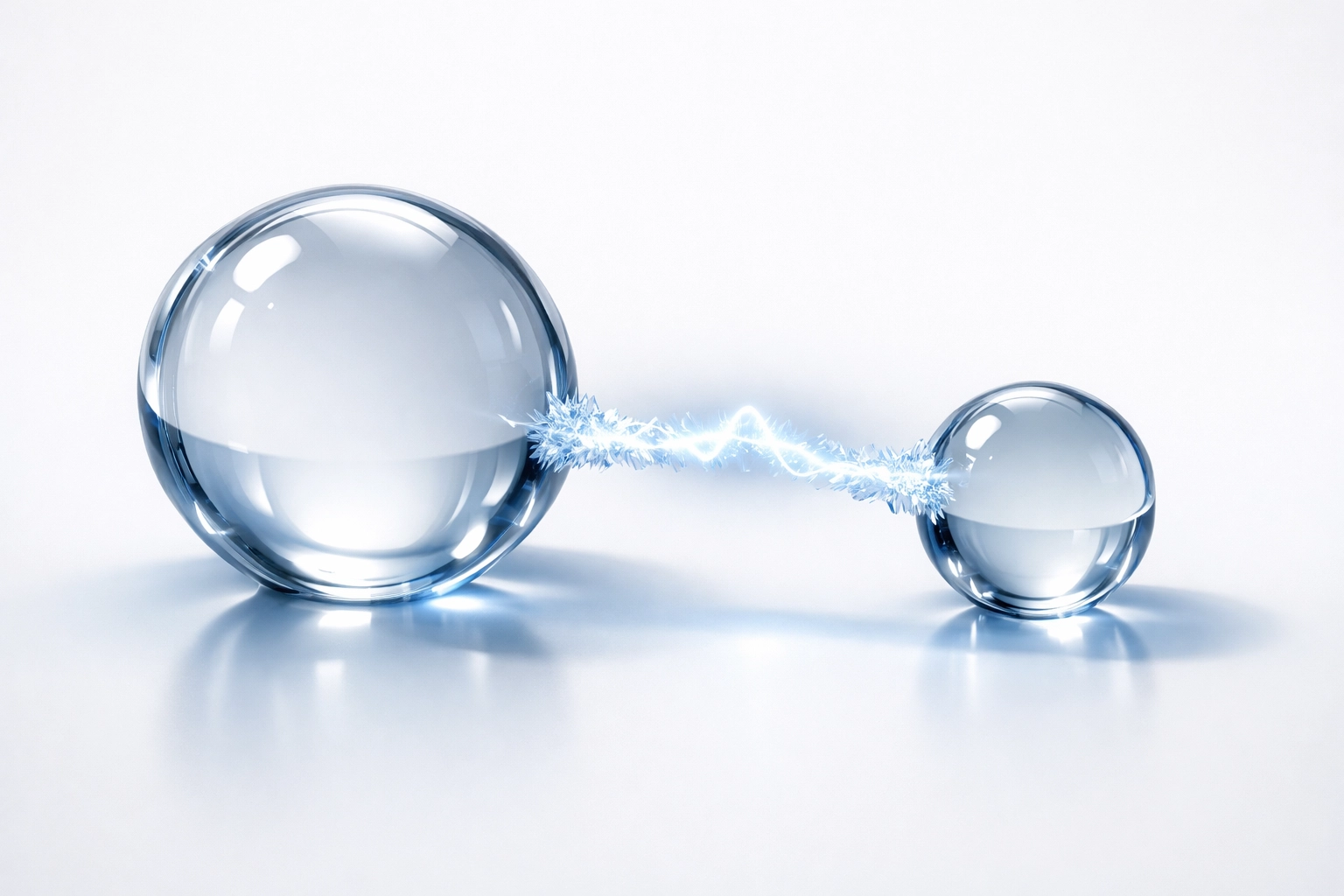 Two connected spheres representing a strong manager-employee relationship built on trust and feedback.