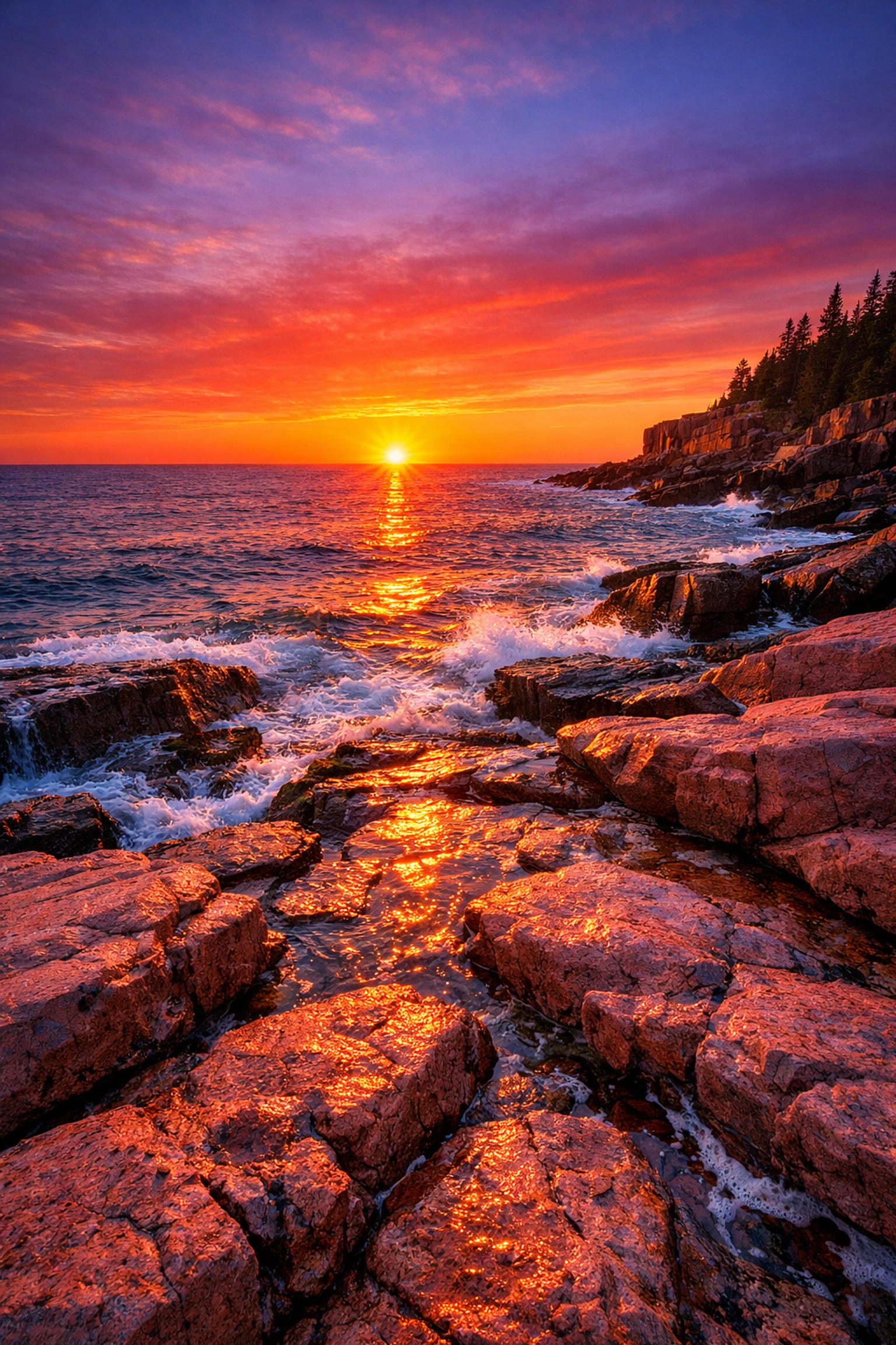 The Ultimate Photography Guide to All 63 US National Parks: Everything You Need to Succeed 4 Stunning Atlantic sunrise over the rocky coastline at Acadia National Park, a best sunrise spot.