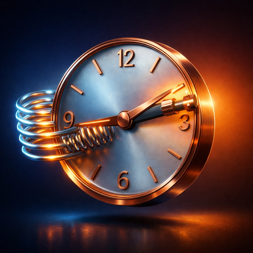 Futuristic clock showing the Spring Forward time change to Eastern Daylight Time in Terre Haute.