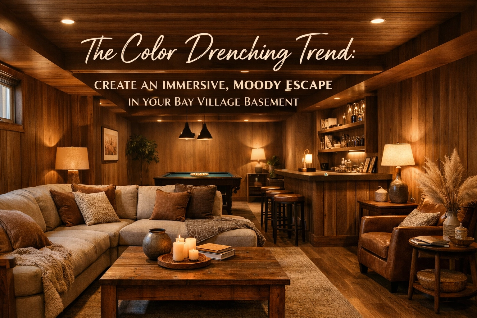 [HERO] The Color Drenching Trend: Create an Immersive, Moody Escape in Your Bay Village Basement