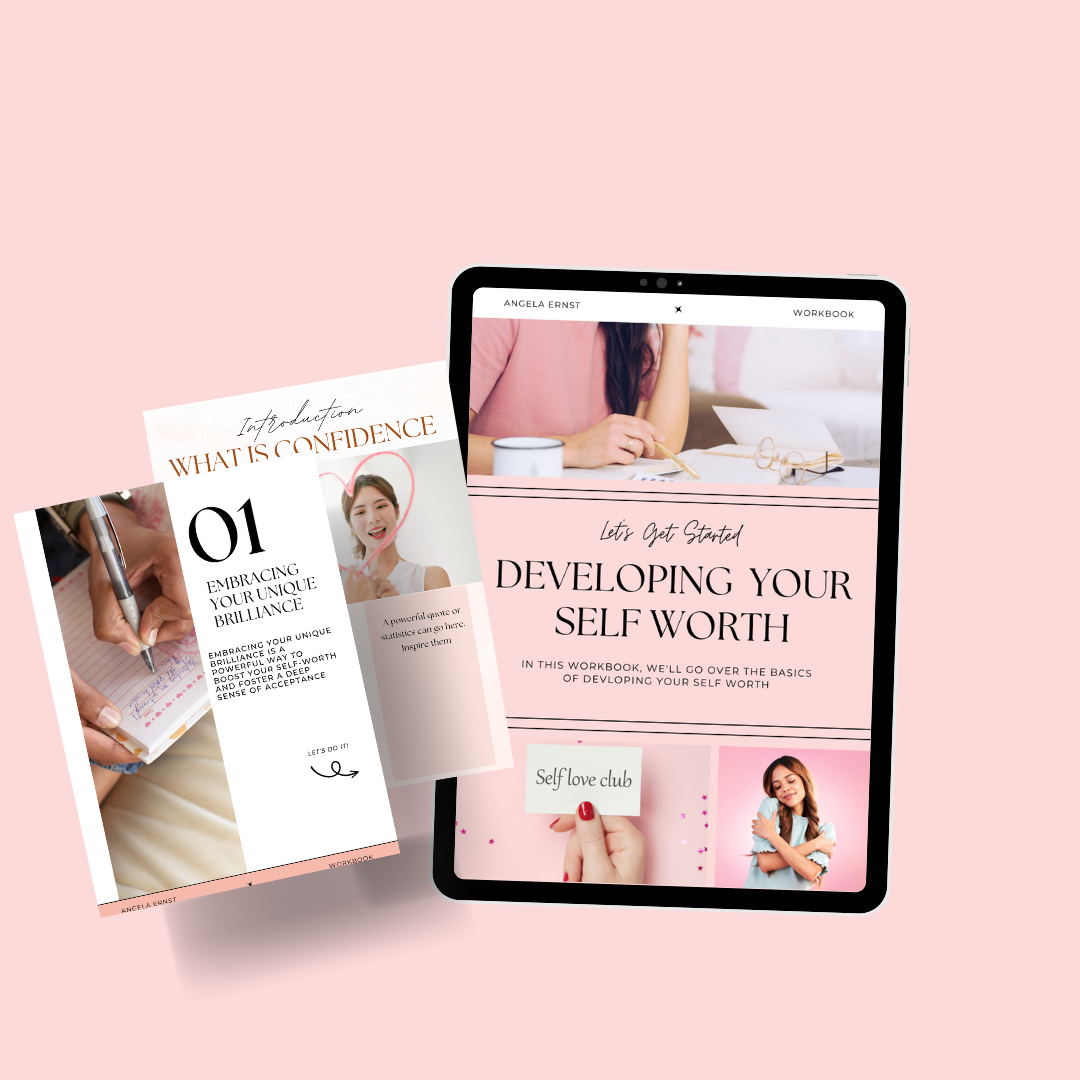 Digital workbook and printed worksheets on developing self-worth and confidence