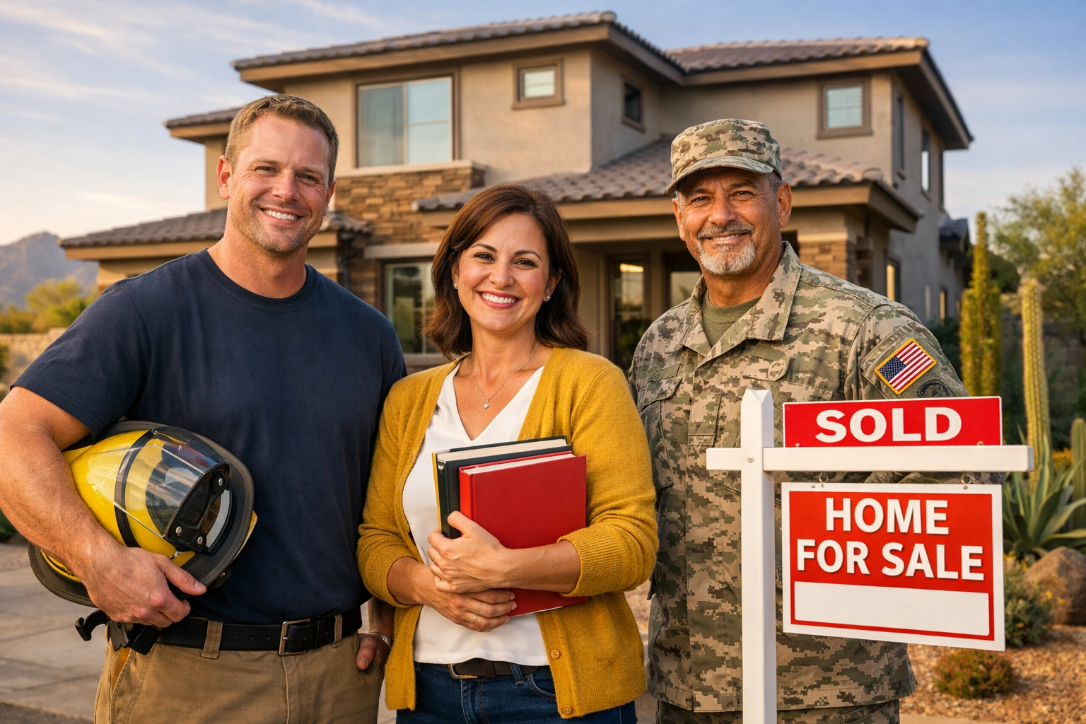 First responders military veterans teachers celebrating sold home in Goodyear with Rewarding Heroes