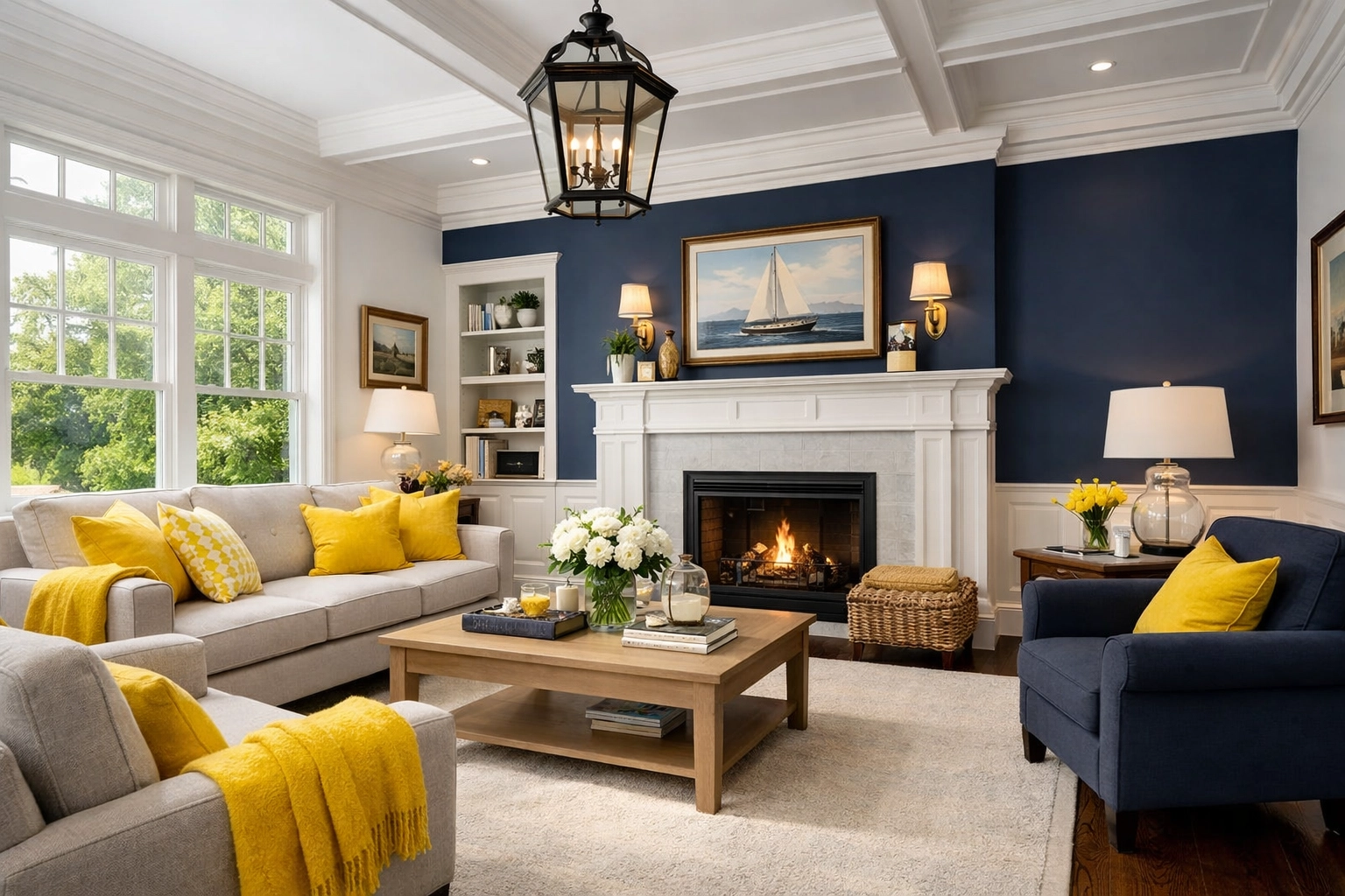 Clean and organized living room in Westford MA representing professional house cleaning services.