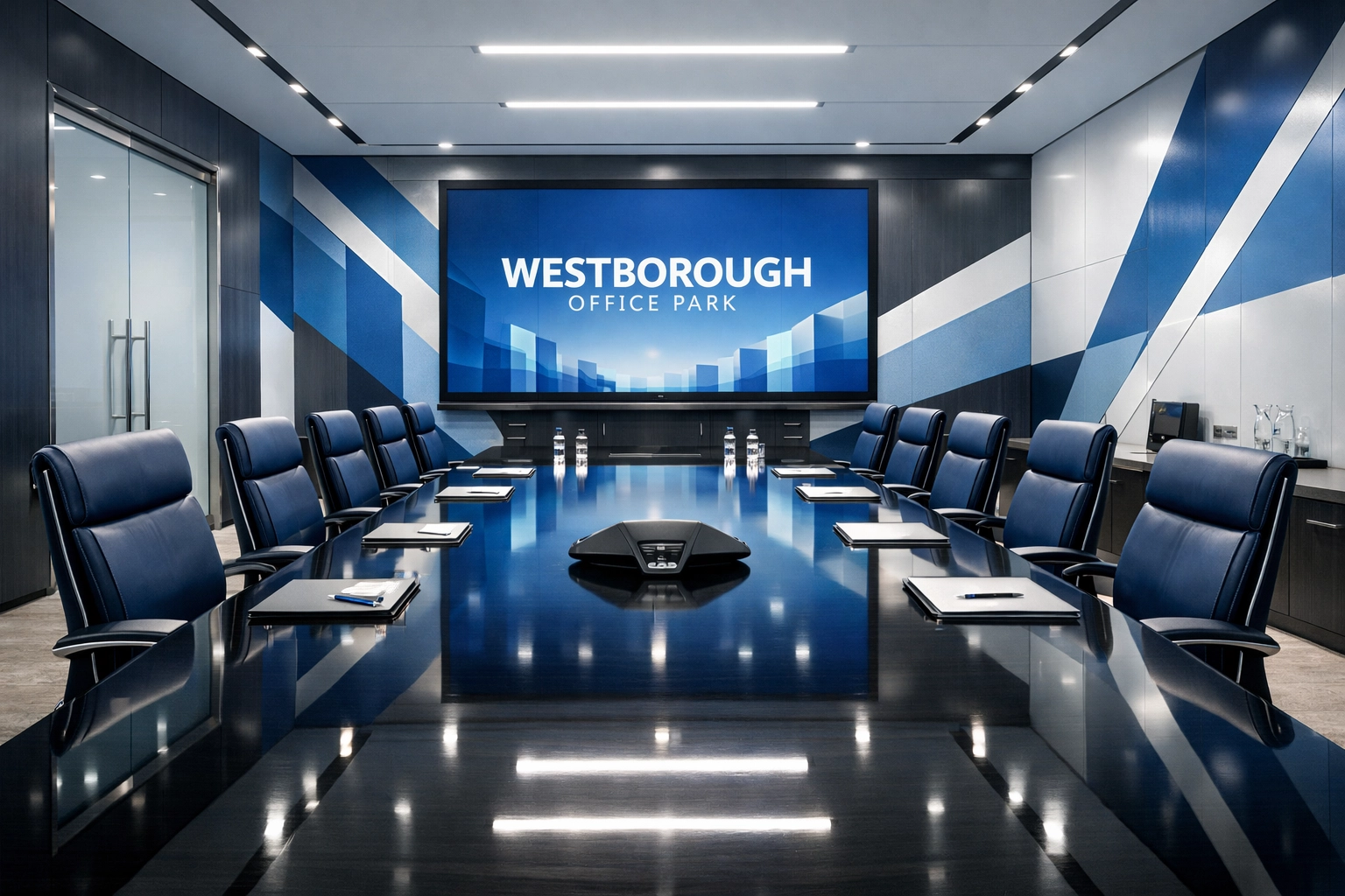 Clean and organized Westborough conference room with a dust-free table ready for professional business meetings.