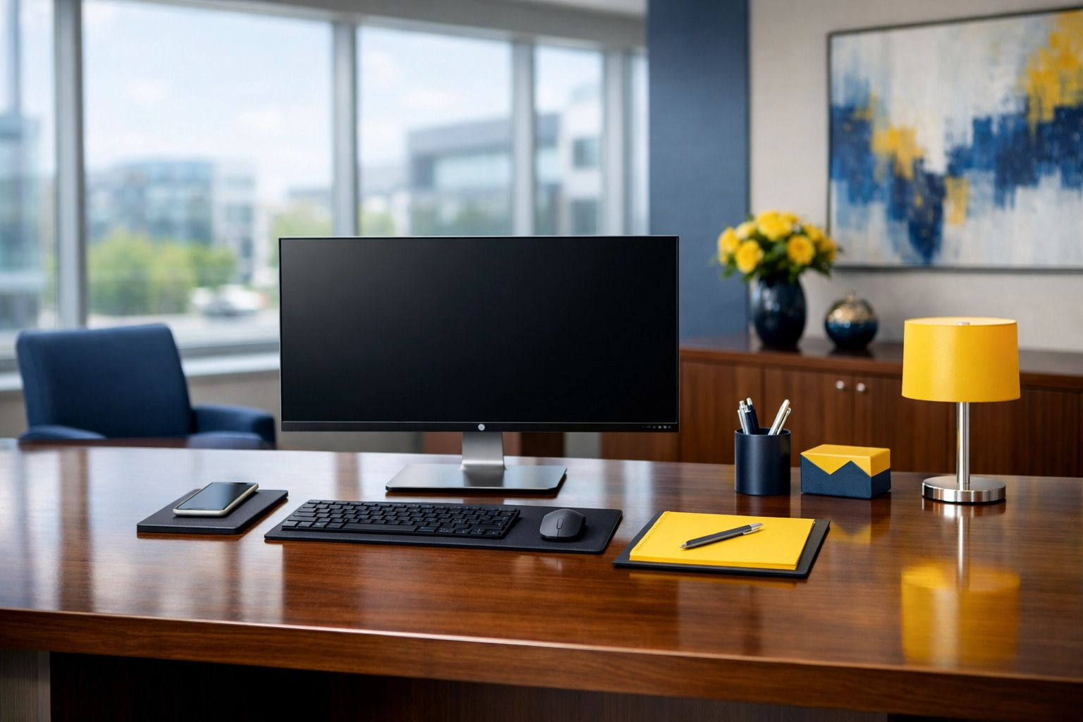 Clean and organized corporate office workspace benefiting from deep cleaning Medfield MA.