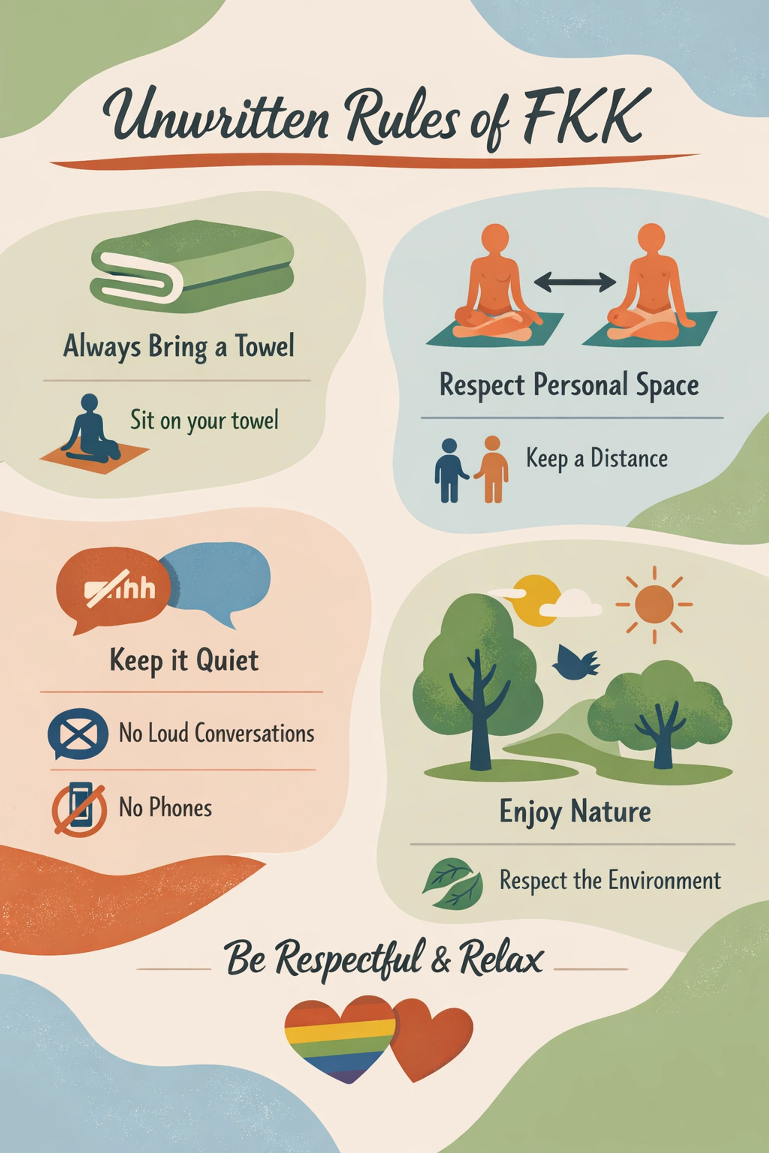 Visual guide to FKK etiquette and nudist culture rules in Berlin parks