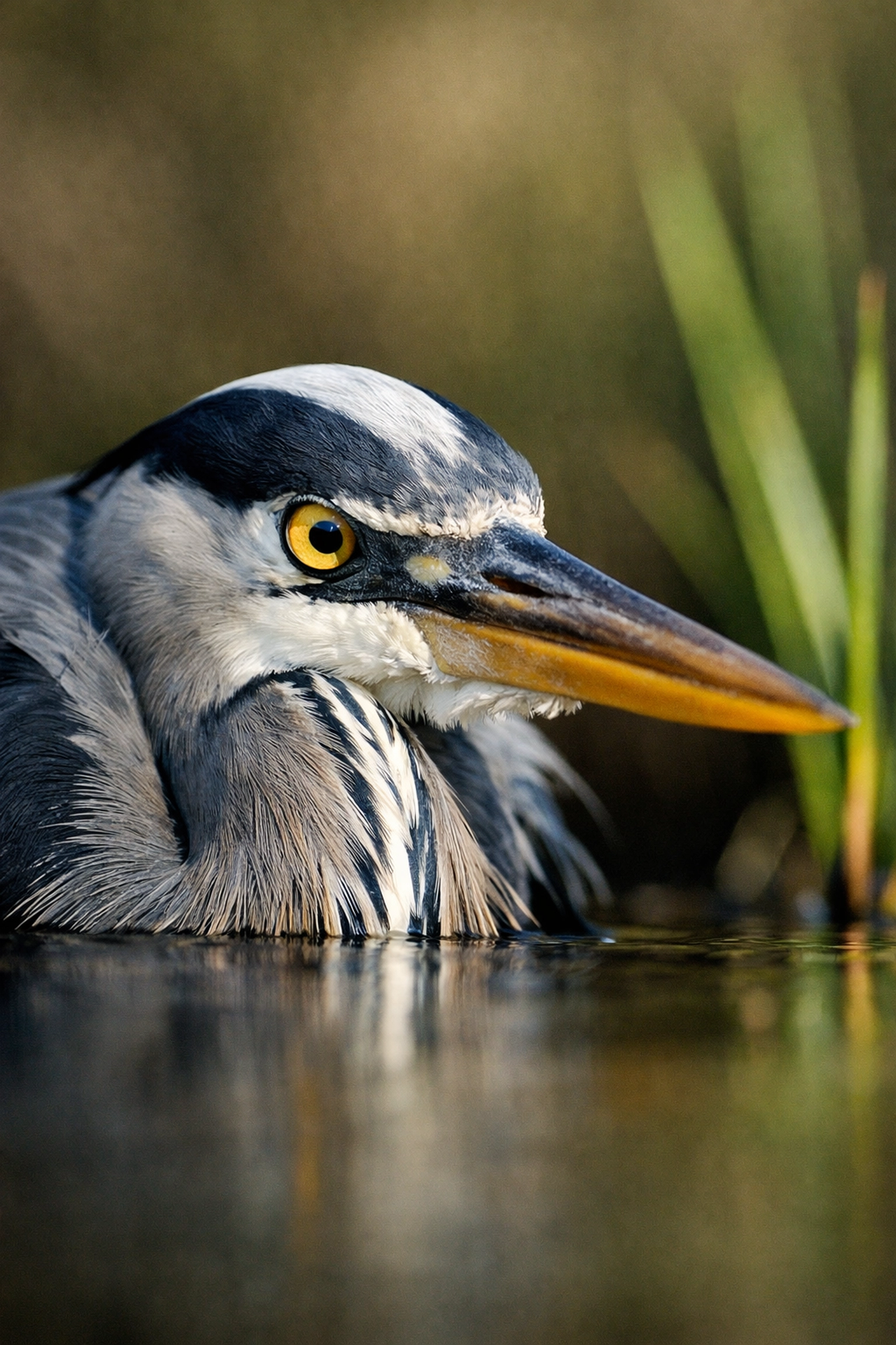 Close-up of a Great Blue Heron in the Everglades using professional bird photography techniques.